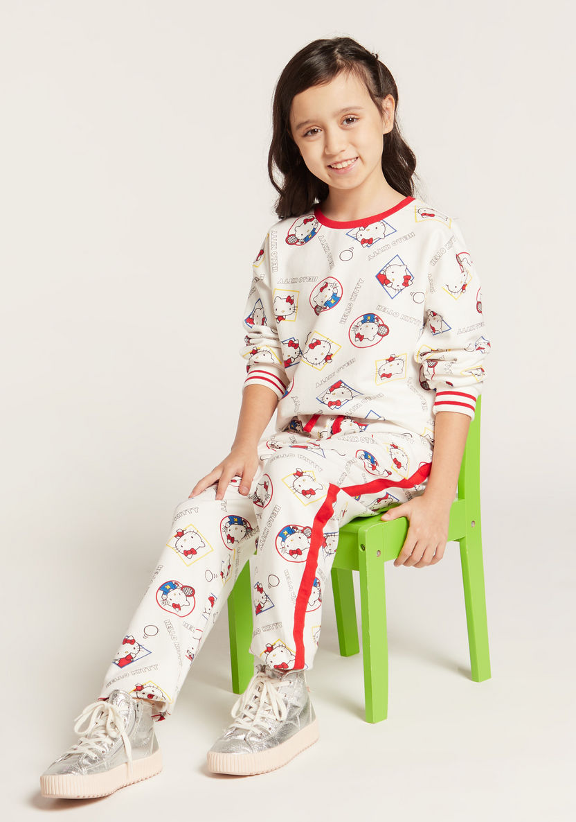 Sanrio All-Over Hello Kitty Print Pullover with Long Sleeves-Sweaters and Cardigans-image-0