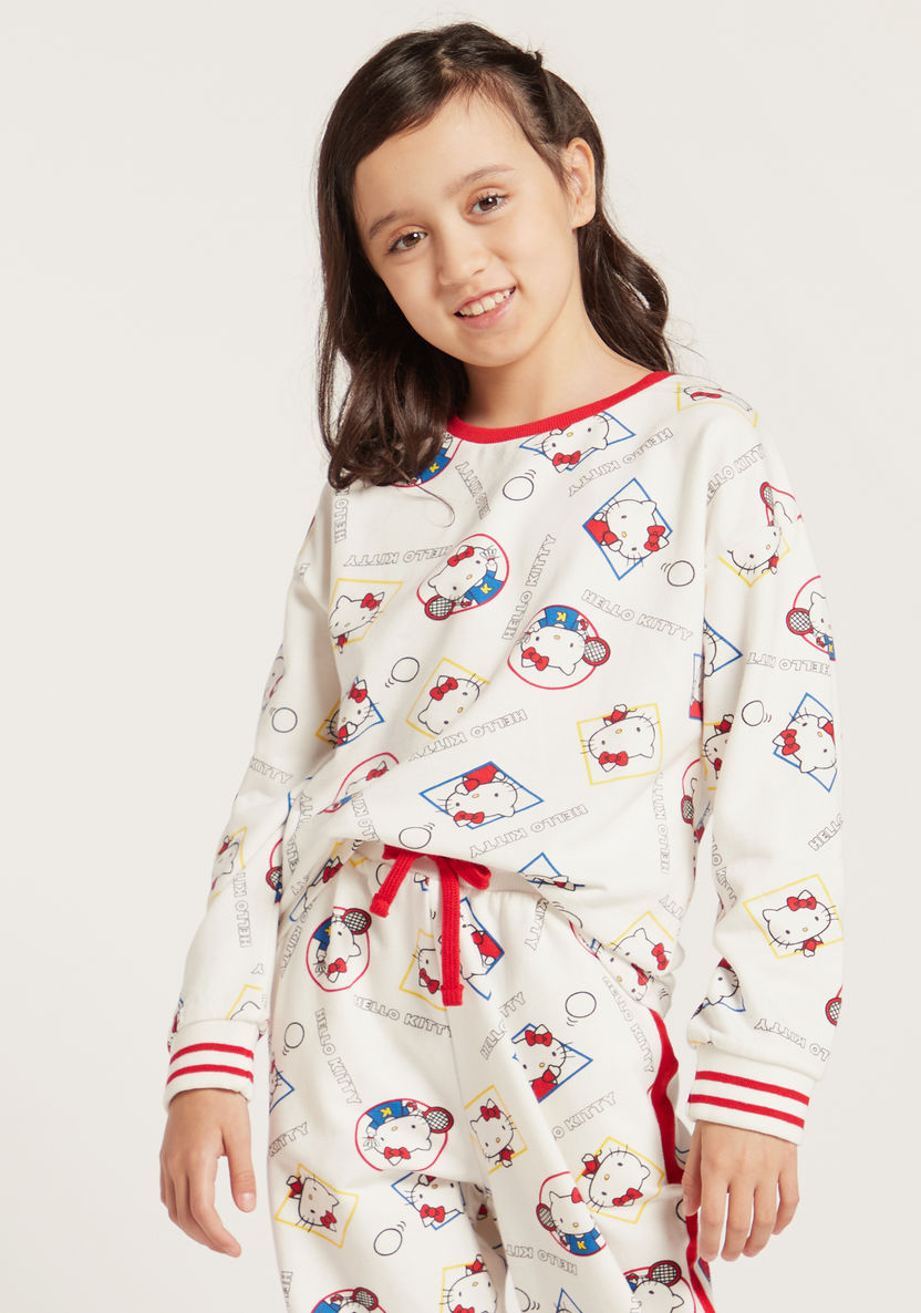 Sanrio All-Over Hello Kitty Print Pullover with Long Sleeves-Sweaters and Cardigans-image-1
