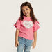 Barbie Print Crew Neck Top with Short Sleeves and Bow Detail-T Shirts-thumbnail-1