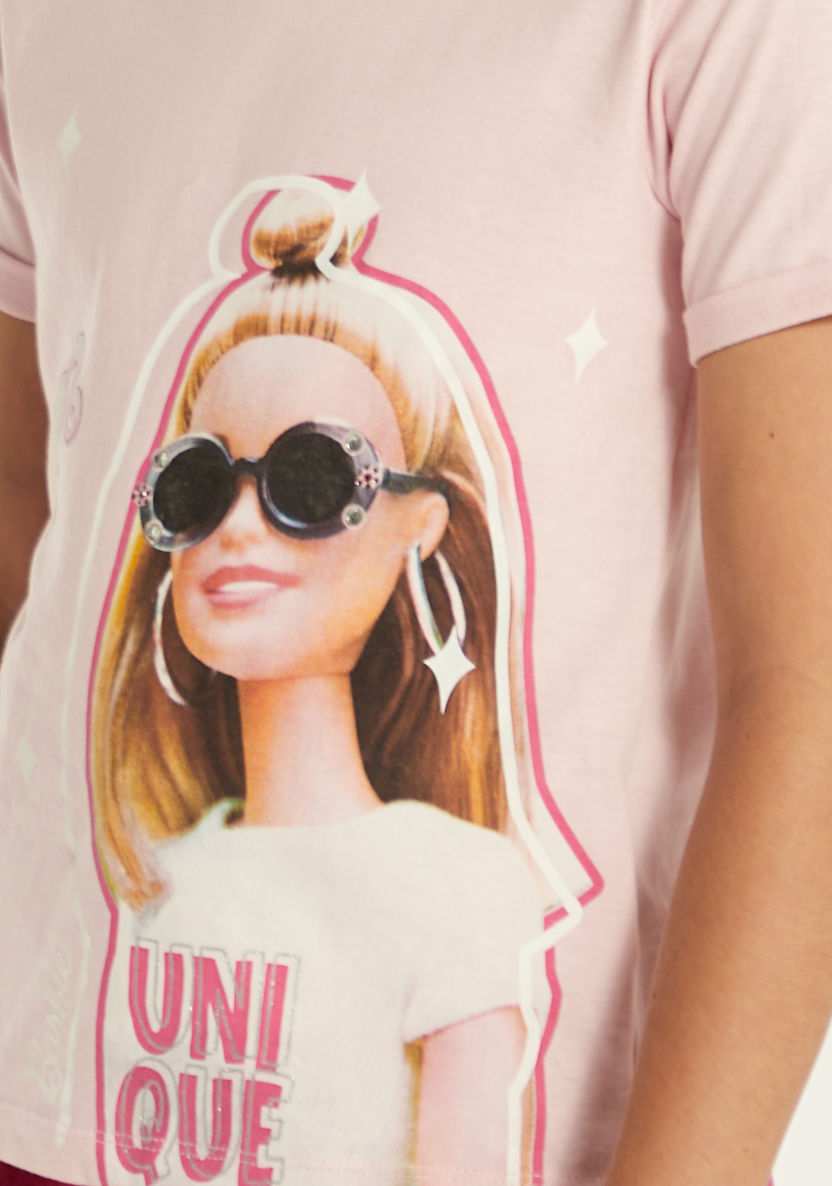 Barbie Print Crew Neck T-shirt-T Shirts-image-2