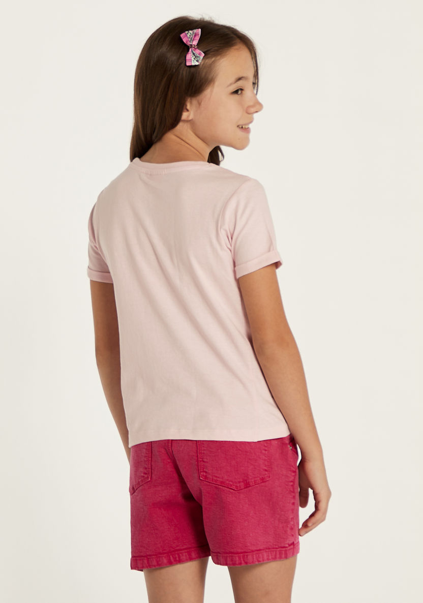 Barbie Print Crew Neck T-shirt-T Shirts-image-3