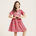 Barbie Themed Heart Print Round Neck Dress with Short Sleeves-Dresses%2C Gowns and Frocks-thumbnail-1