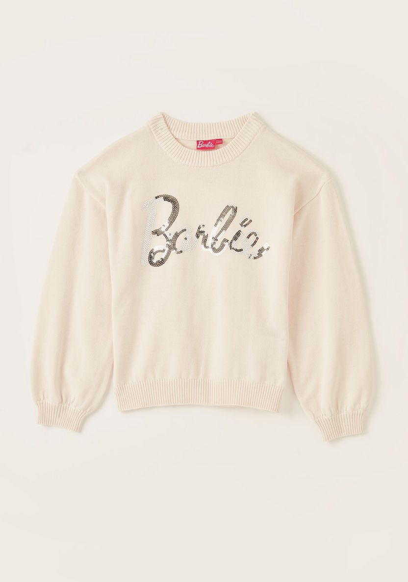 Barbie Sequin Embellished Sweater with Long Sleeves-Sweaters and Cardigans-image-0