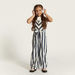 Solid Crew Neck T-shirt and Striped Jumpsuit Set-Clothes Sets-thumbnail-0