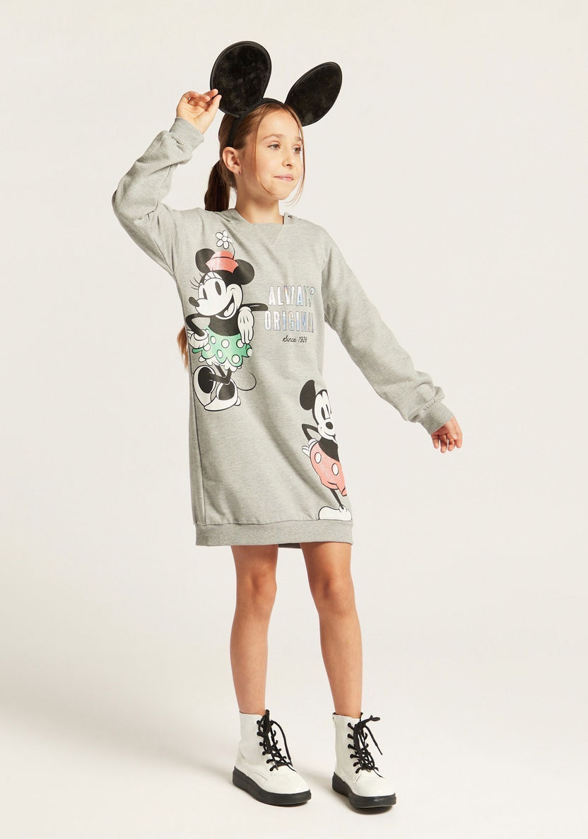 Disney Minnie Mouse Print Knit Dress with Long Sleeves and Hood-Dresses%2C Gowns and Frocks-image-2
