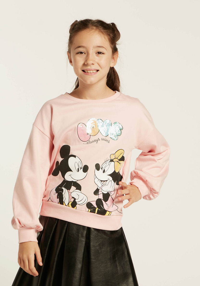 Disney Graphic Print Pullover with Long Sleeves and Sequin Detail-Sweaters and Cardigans-image-1
