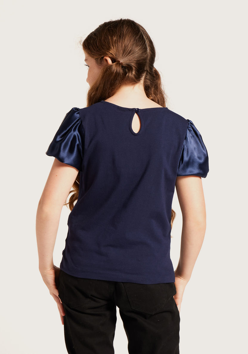 Iconic Solid T-shirt with Short Sleeves and Button Closure-T Shirts-image-3