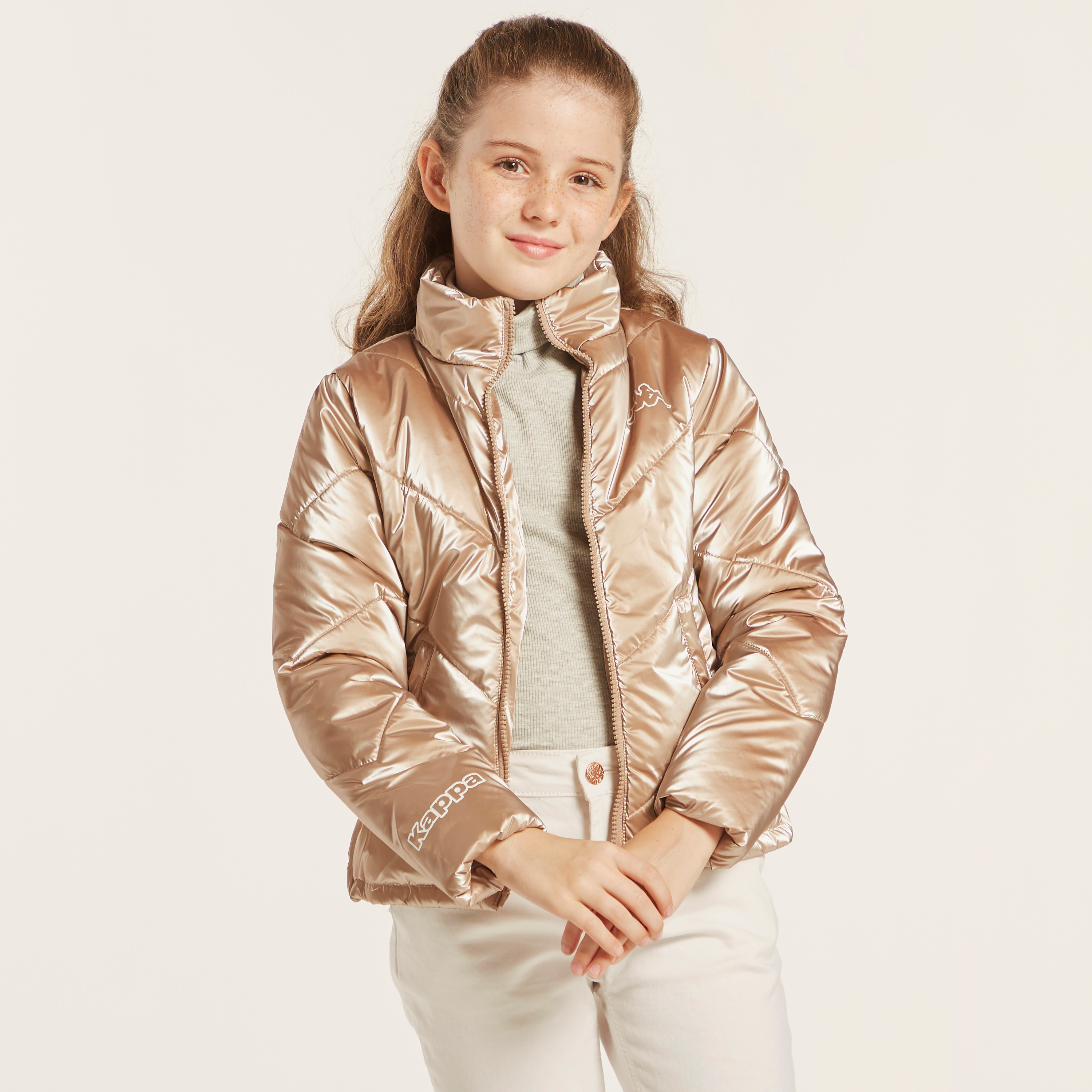 جاكيت سادة مبطّن بأكمام طويلة وسحّاب إغلاق من كابا-girls-clothing-winterwear-jacketsandcoats-image-2