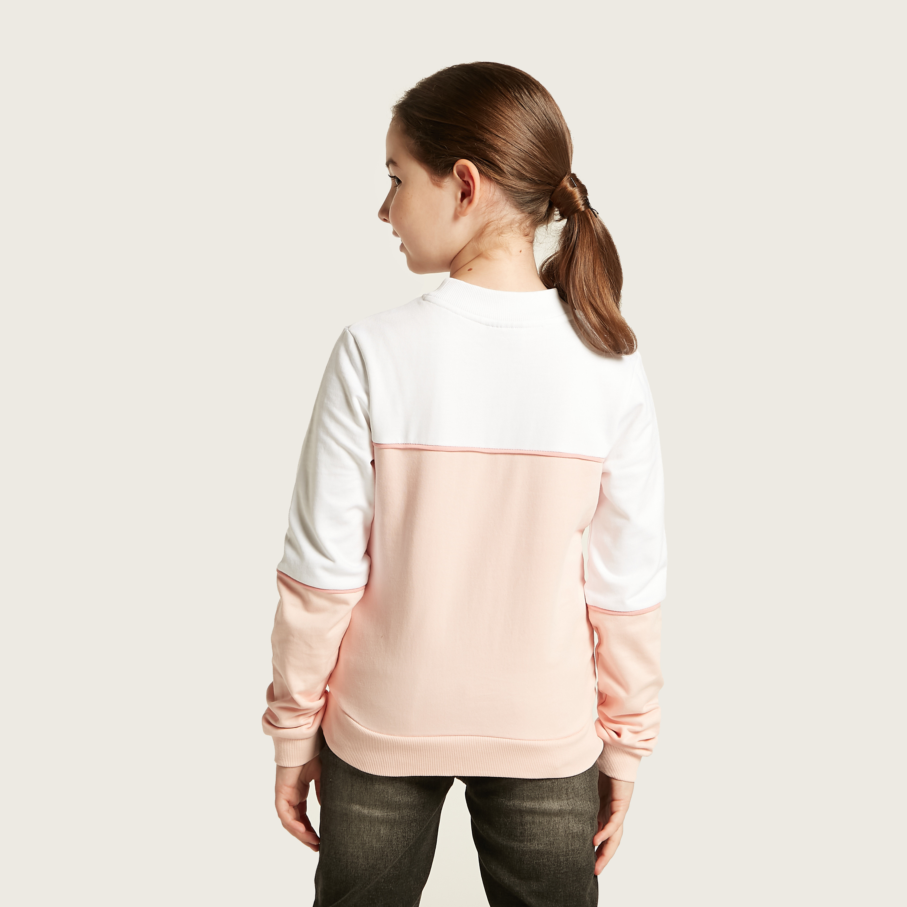 بلوفر بقوالب ملونة وأكمام طويلة وطبعات شعار من كابا-girls-clothing-winterwear-jacketsandcoats-image-4