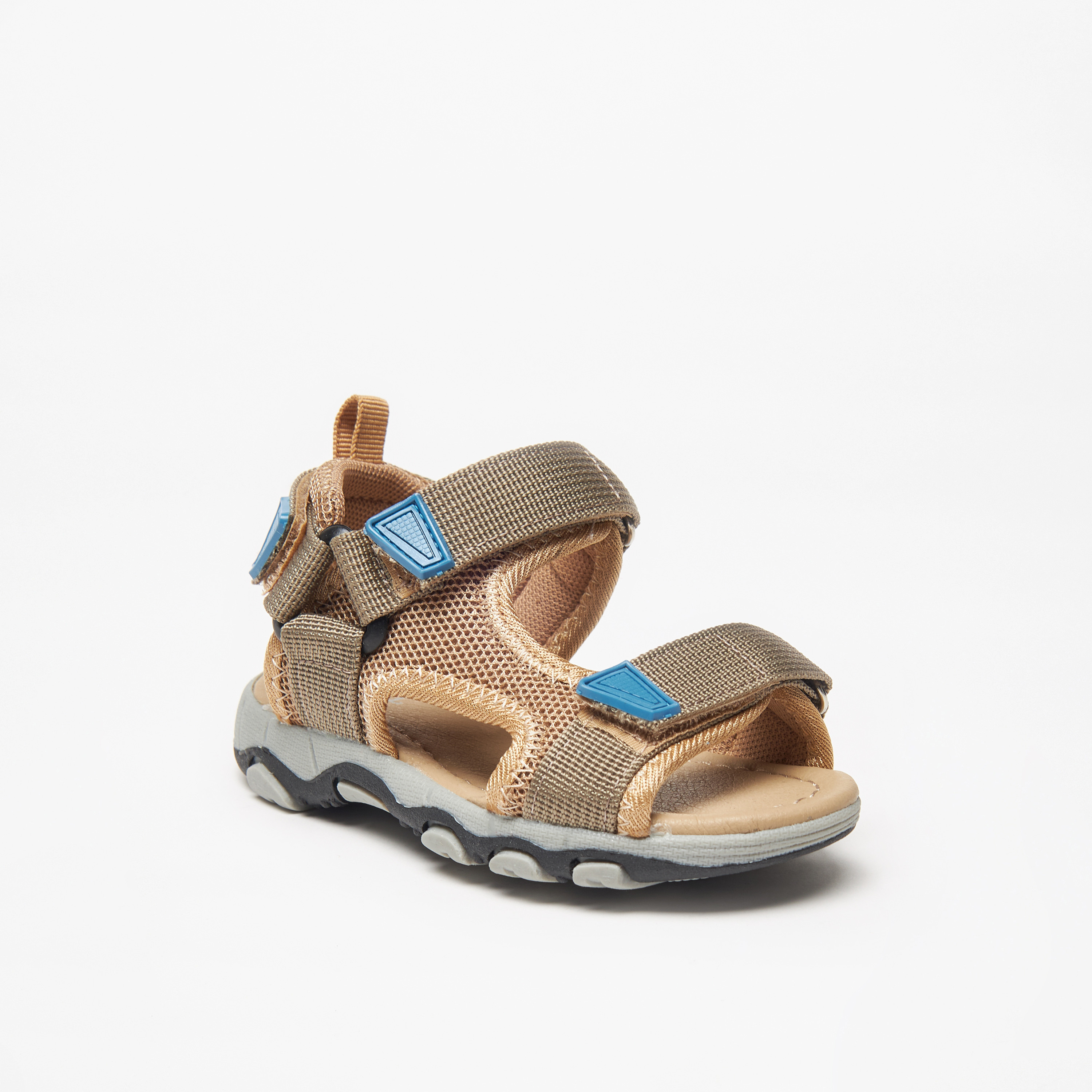 Buy Textured Backstrap Sandals with Hook and Loop Closure Online