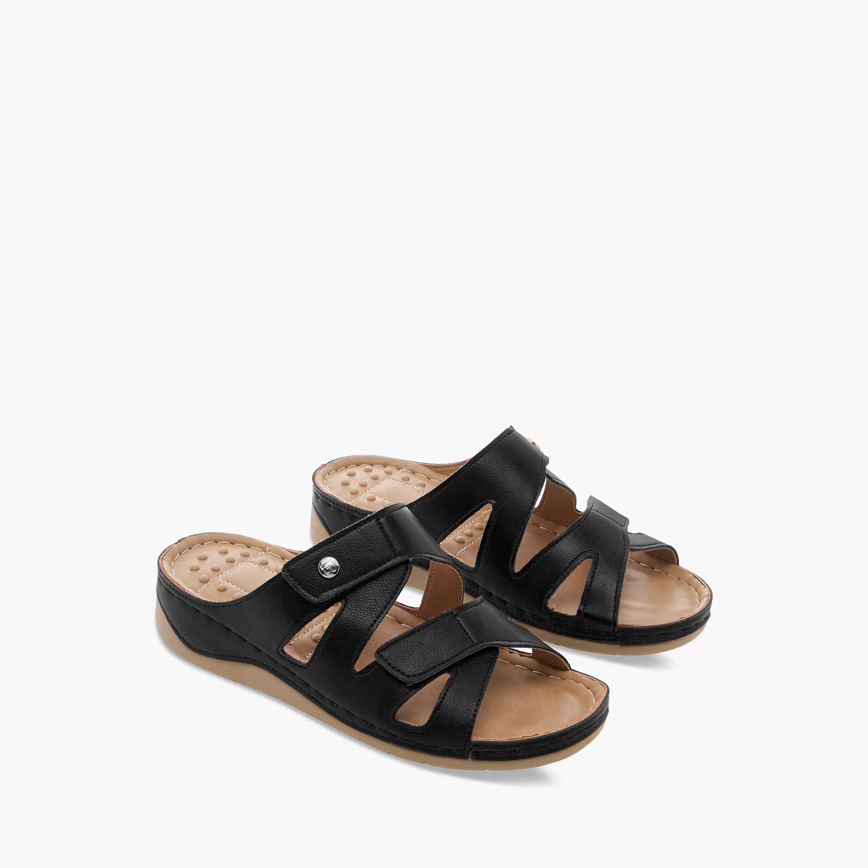 صندل بأحزمة سادة سهل الارتداء من فلورا بيلا-women-shoes-flats-sandals-image-1