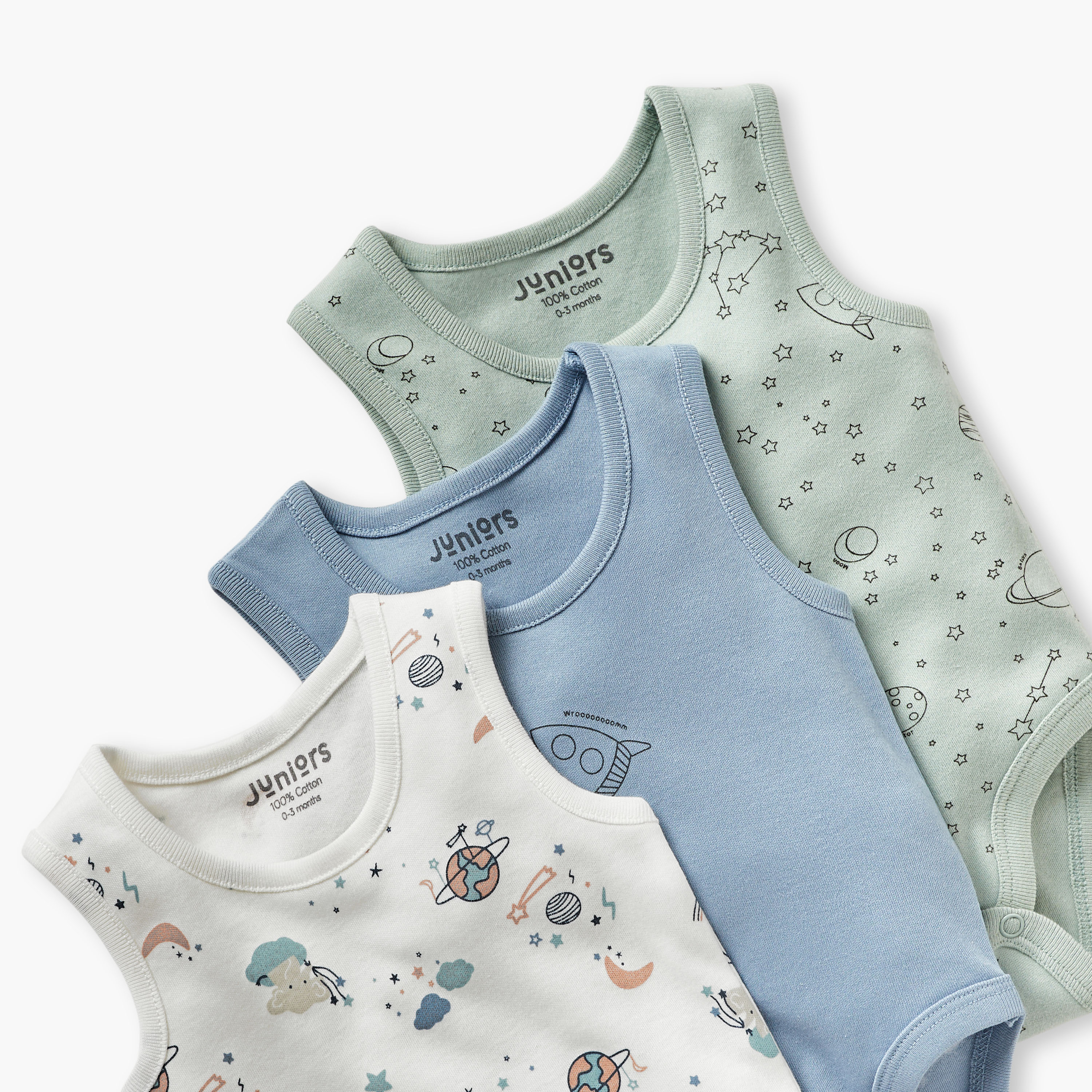 Juniors Space Print Sleeveless Bodysuit - Set of 3-baby-boys-clothing-bodysuits-image-5