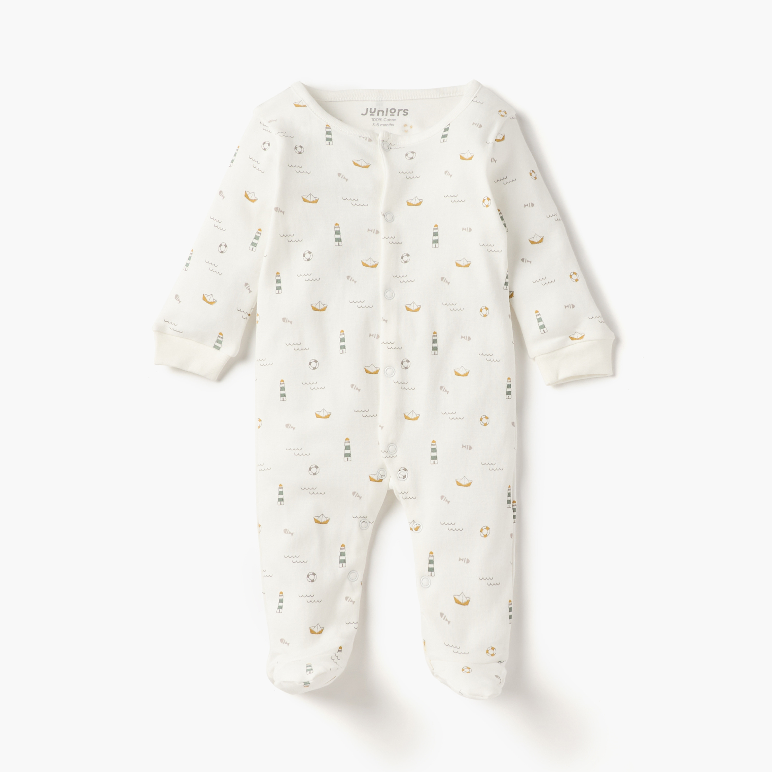 Juniors Printed Closed Feet Sleepsuit with Long Sleeves - Set of 2-baby-boys-clothing-nightwear-sleepsuits-image-1