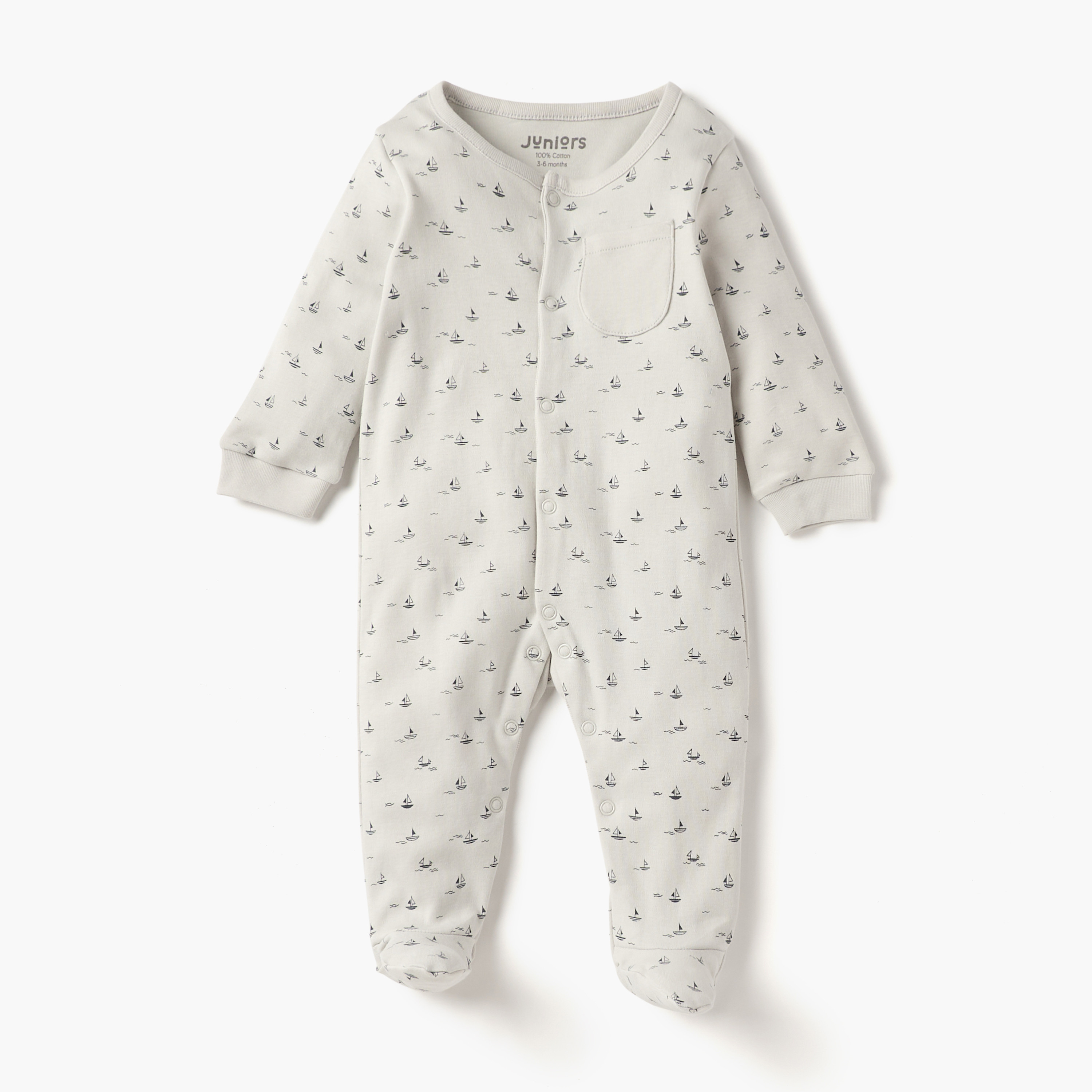 Juniors Printed Closed Feet Sleepsuit with Long Sleeves - Set of 2-baby-boys-clothing-nightwear-sleepsuits-image-2