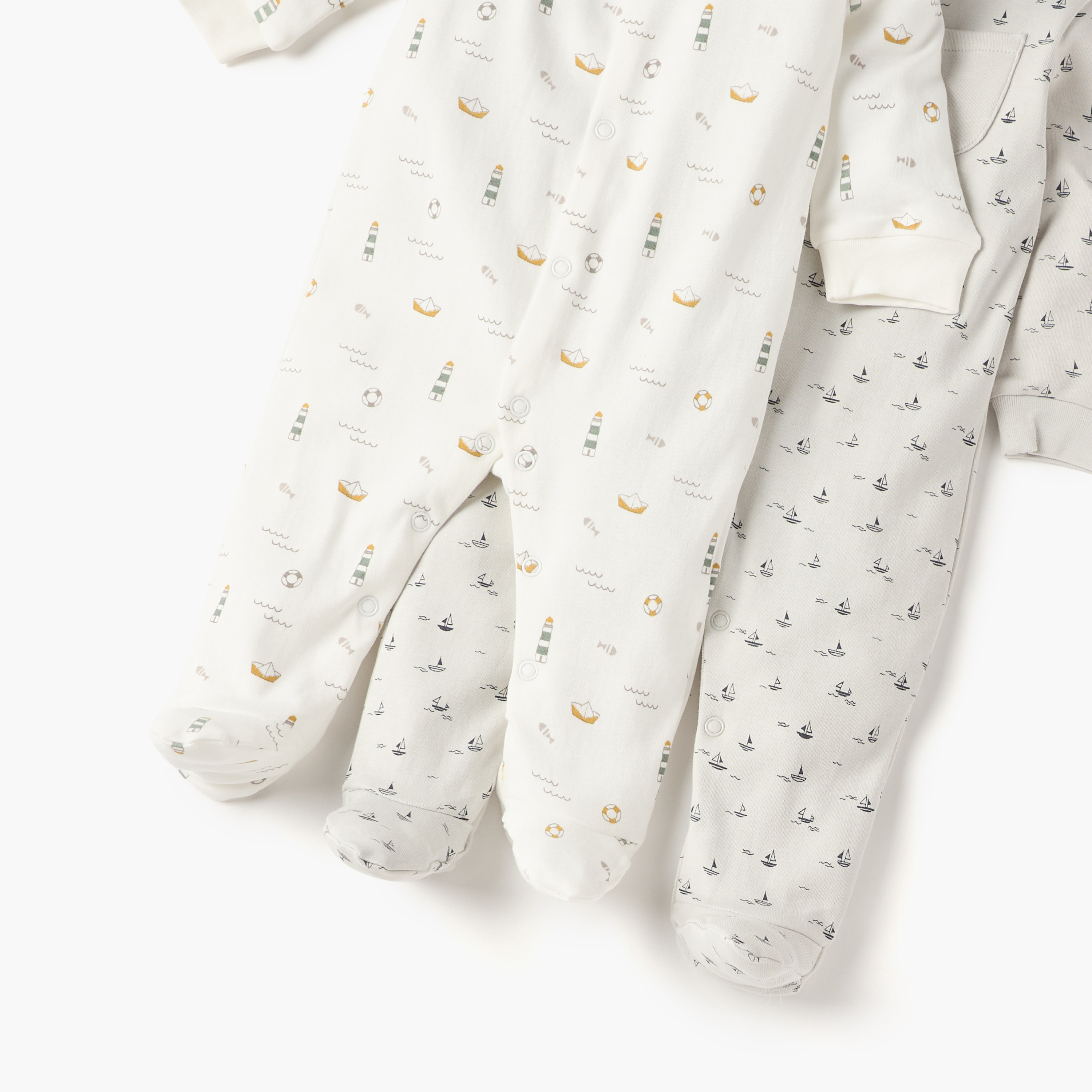 Juniors Printed Closed Feet Sleepsuit with Long Sleeves - Set of 2-baby-boys-clothing-nightwear-sleepsuits-image-5
