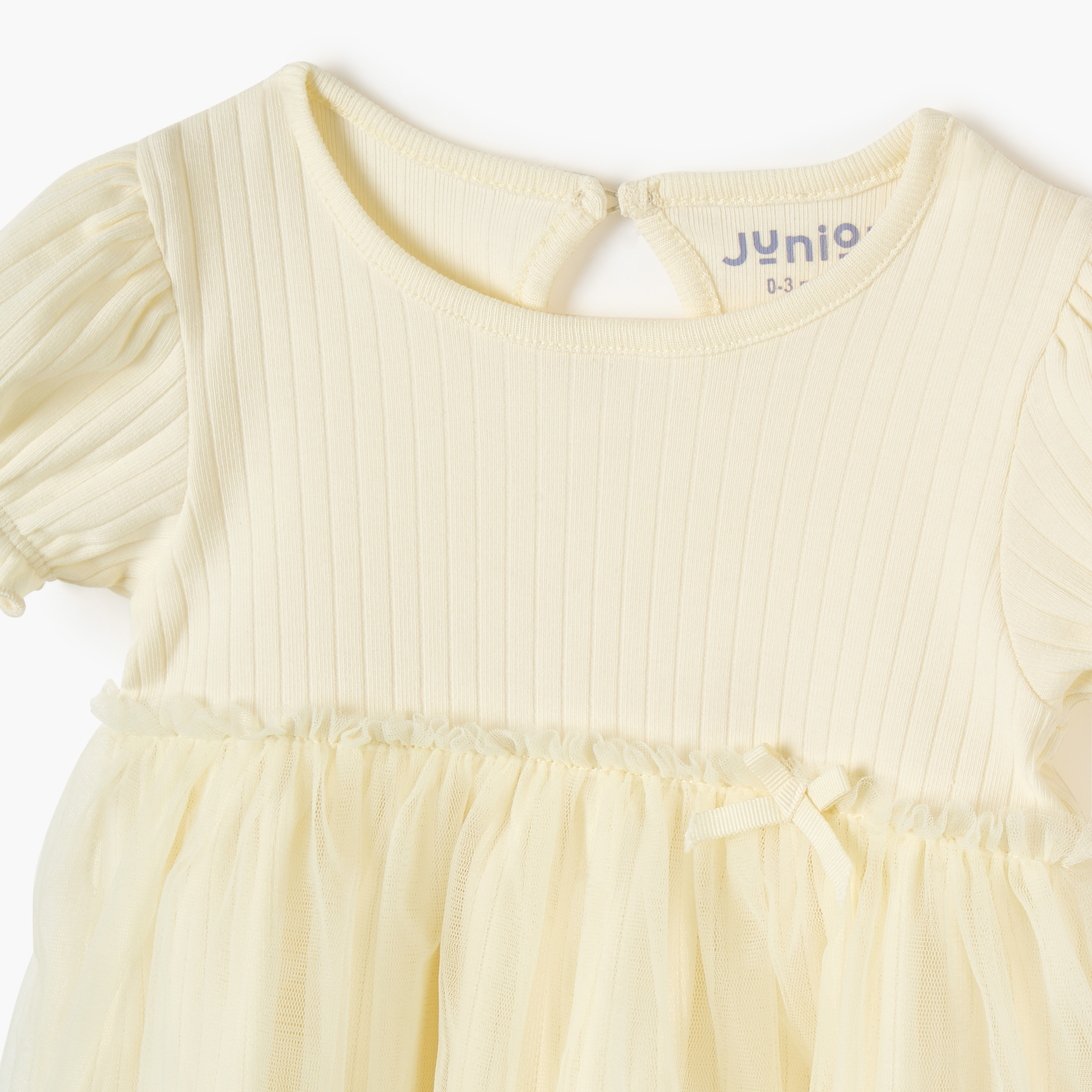 Juniors Ribbed A-line Dress with Round Neck and Tulle Skirt Detail-baby-girls-clothing-dressesandjumpsuits-image-3