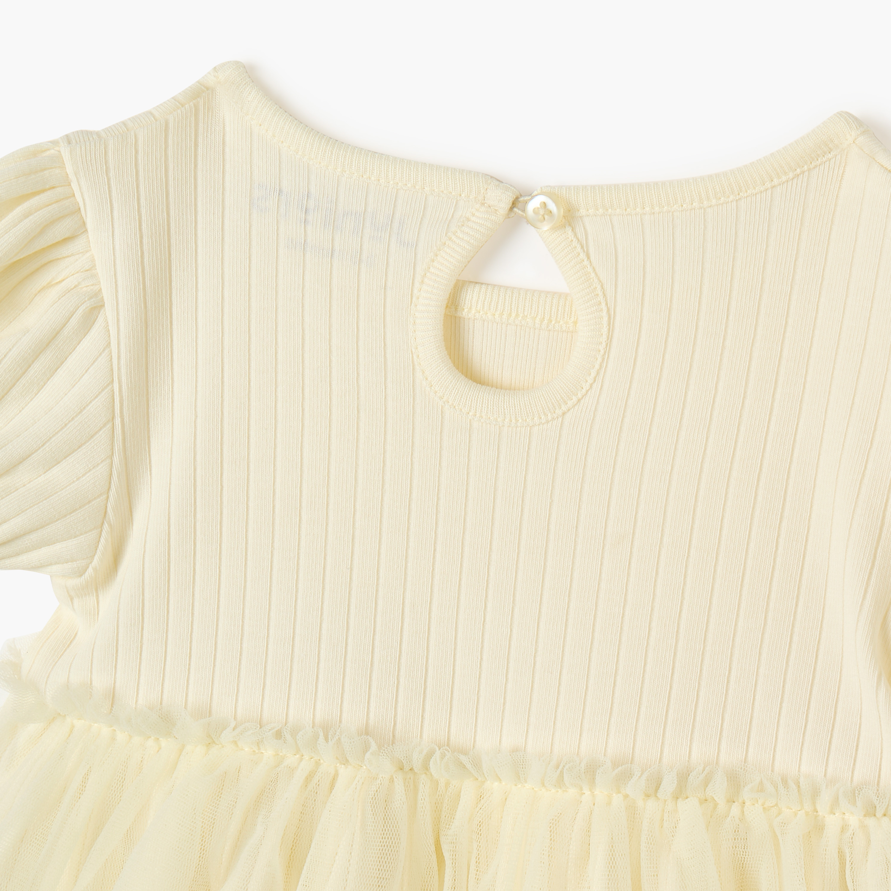 Juniors Ribbed A-line Dress with Round Neck and Tulle Skirt Detail-baby-girls-clothing-dressesandjumpsuits-image-4