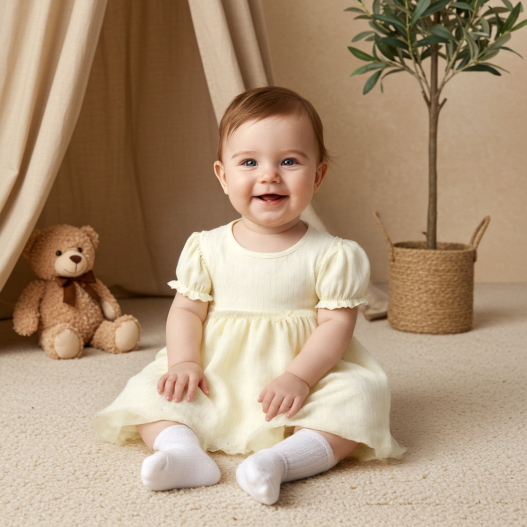 Juniors Ribbed A-line Dress with Round Neck and Tulle Skirt Detail-baby-girls-clothing-dressesandjumpsuits-image-6