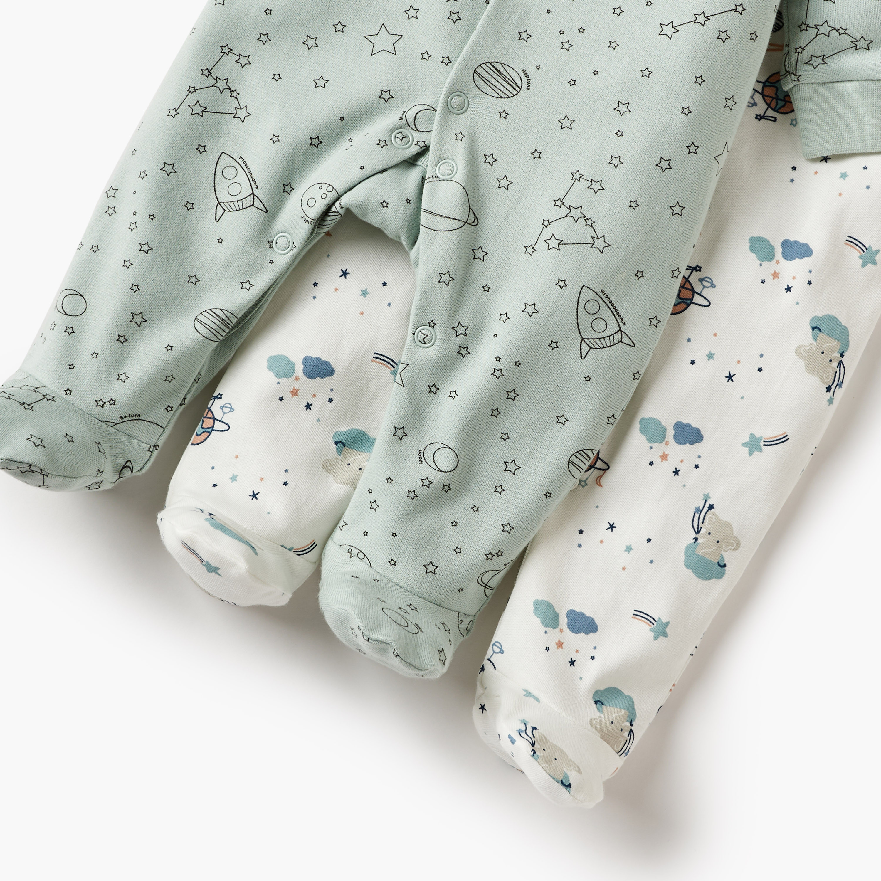 Juniors Space Print Closed Feet Sleepsuit with Long Sleeves - Set of 2-baby-boys-clothing-nightwear-sleepsuits-image-5