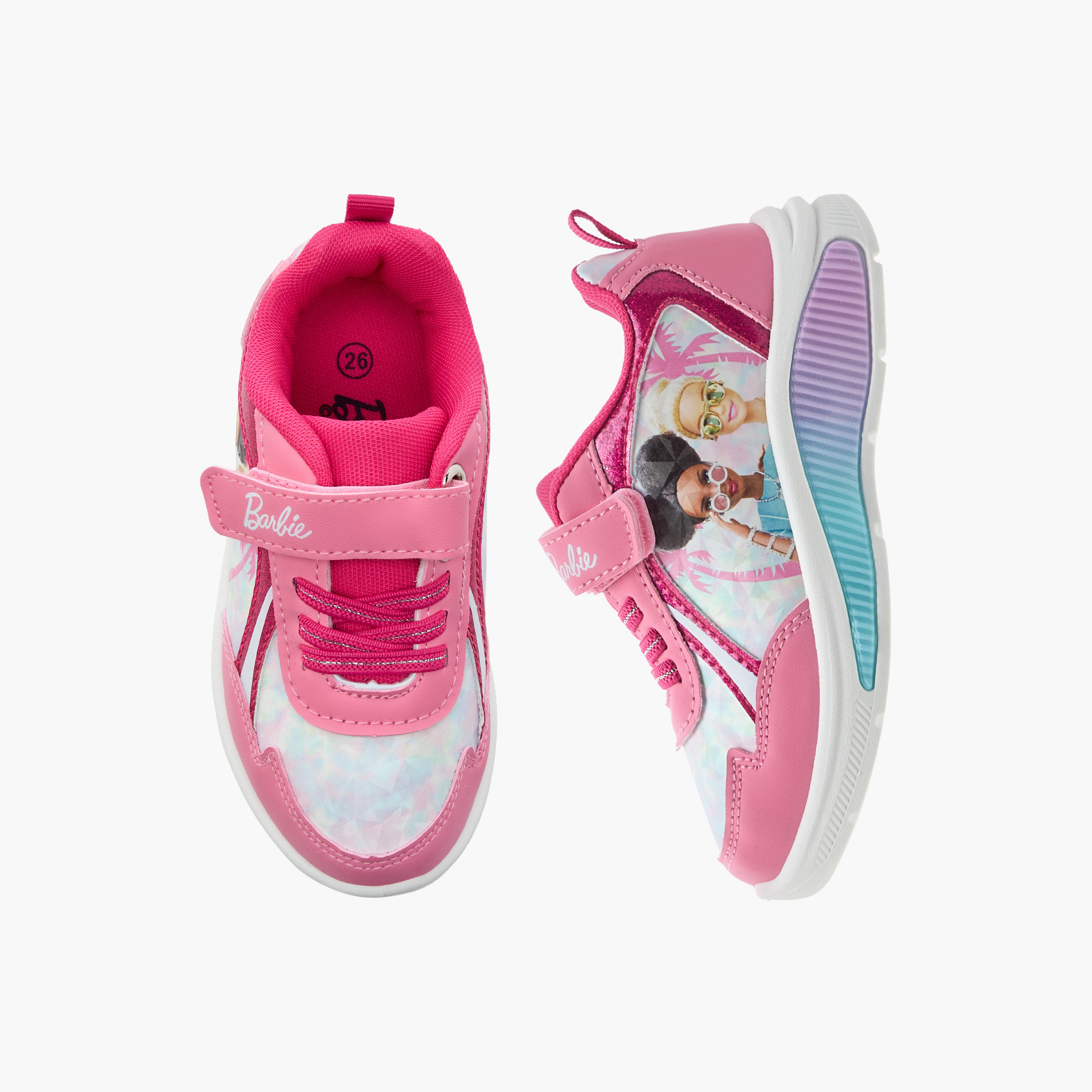 حذاء سنيكرز بشريط إغلاق لاصق وضوء وطبعات باربي-girls-shoes-sneakers-image-1