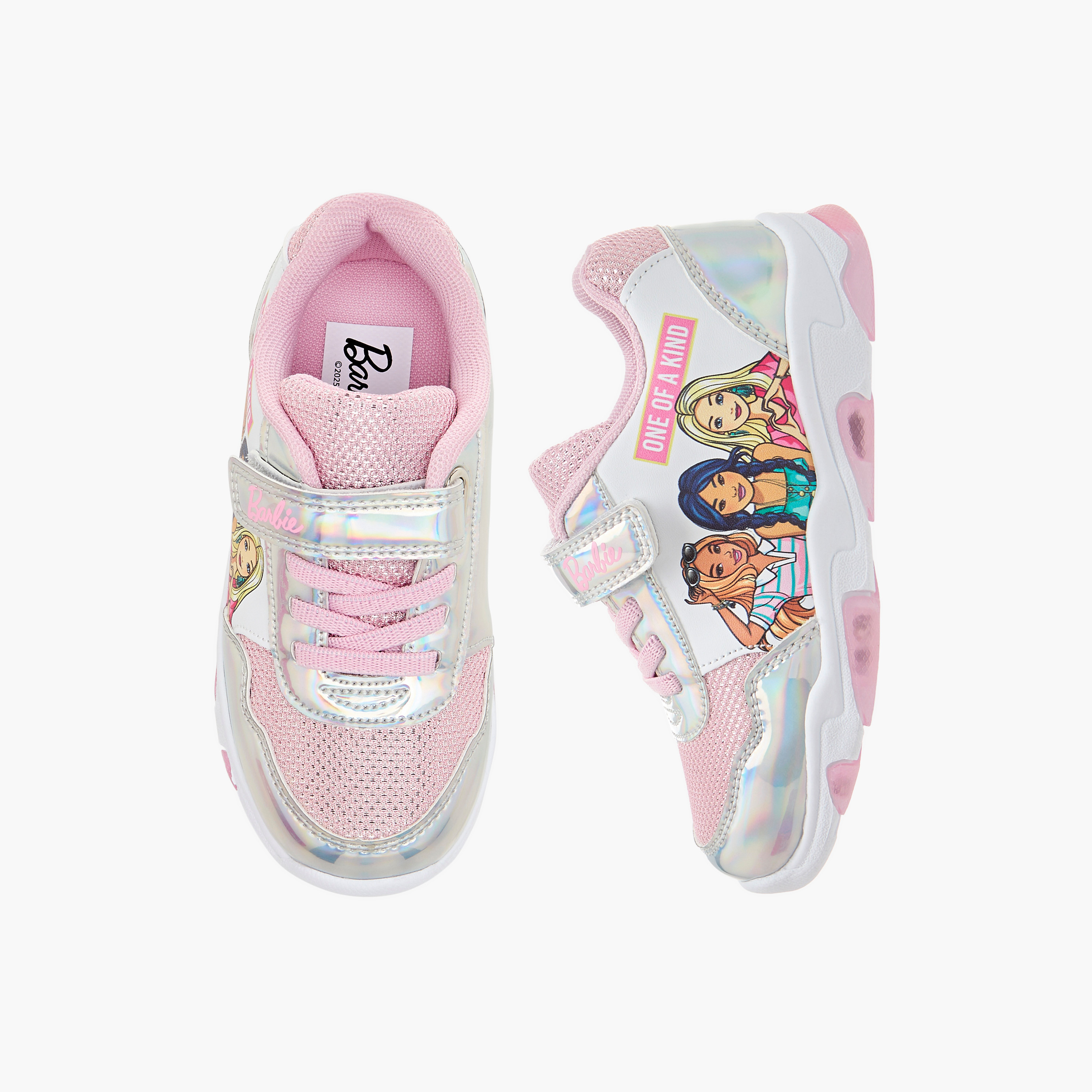 Barbie Printed Light-Up Sneakers with Hook and Loop Closure-girls-shoes-sneakers-image-1