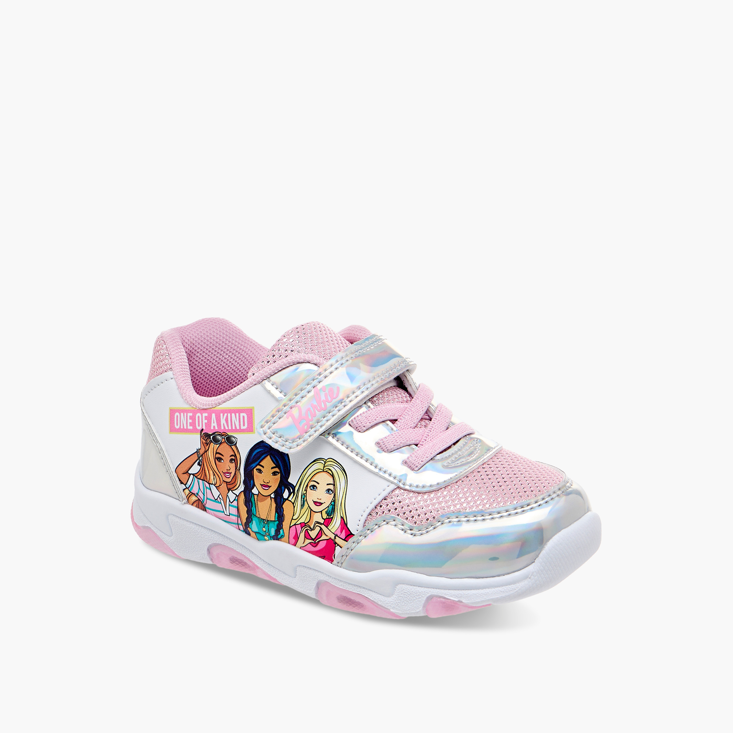 Barbie Printed Light-Up Sneakers with Hook and Loop Closure-girls-shoes-sneakers-image-2