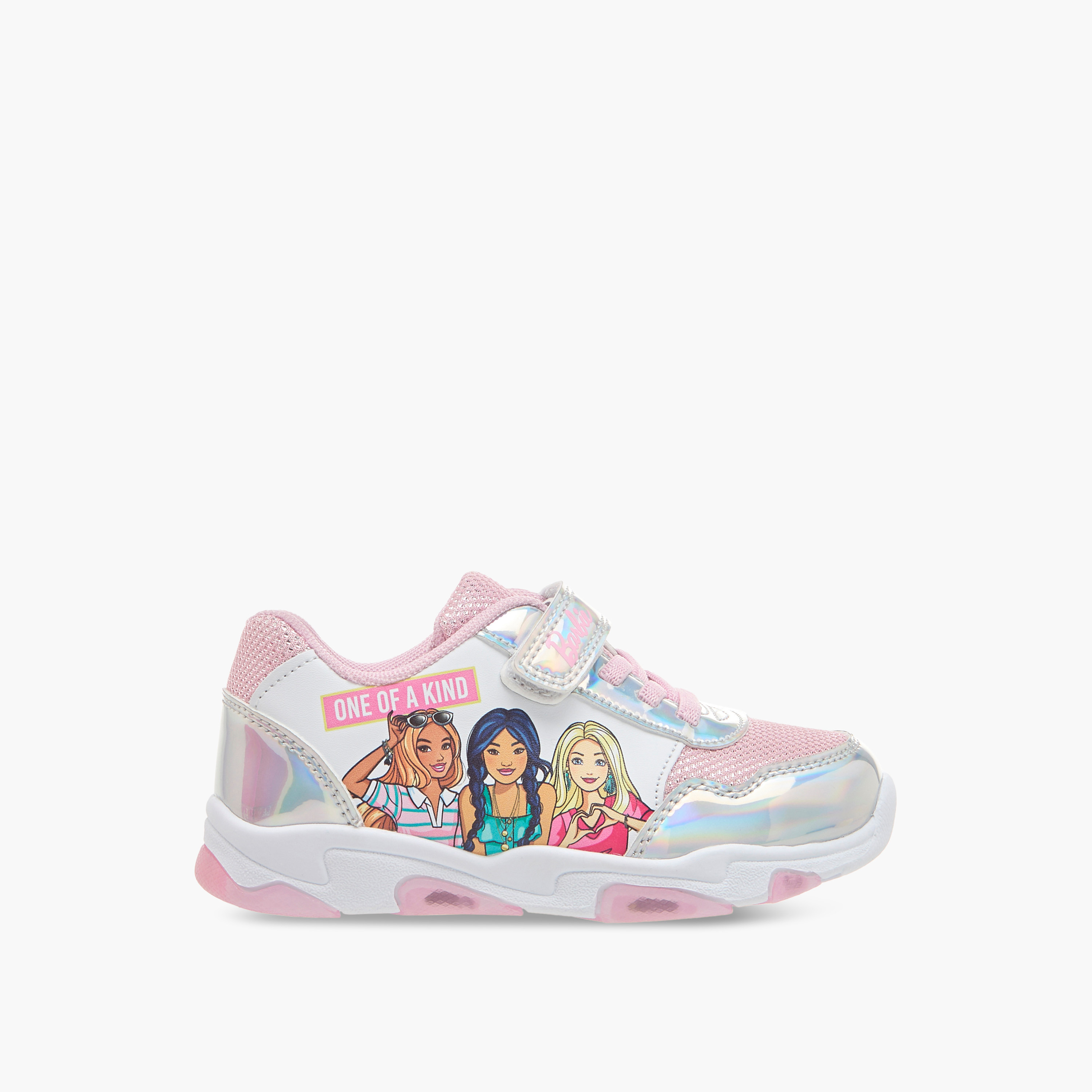 Barbie Printed Light-Up Sneakers with Hook and Loop Closure-girls-shoes-sneakers-image-3