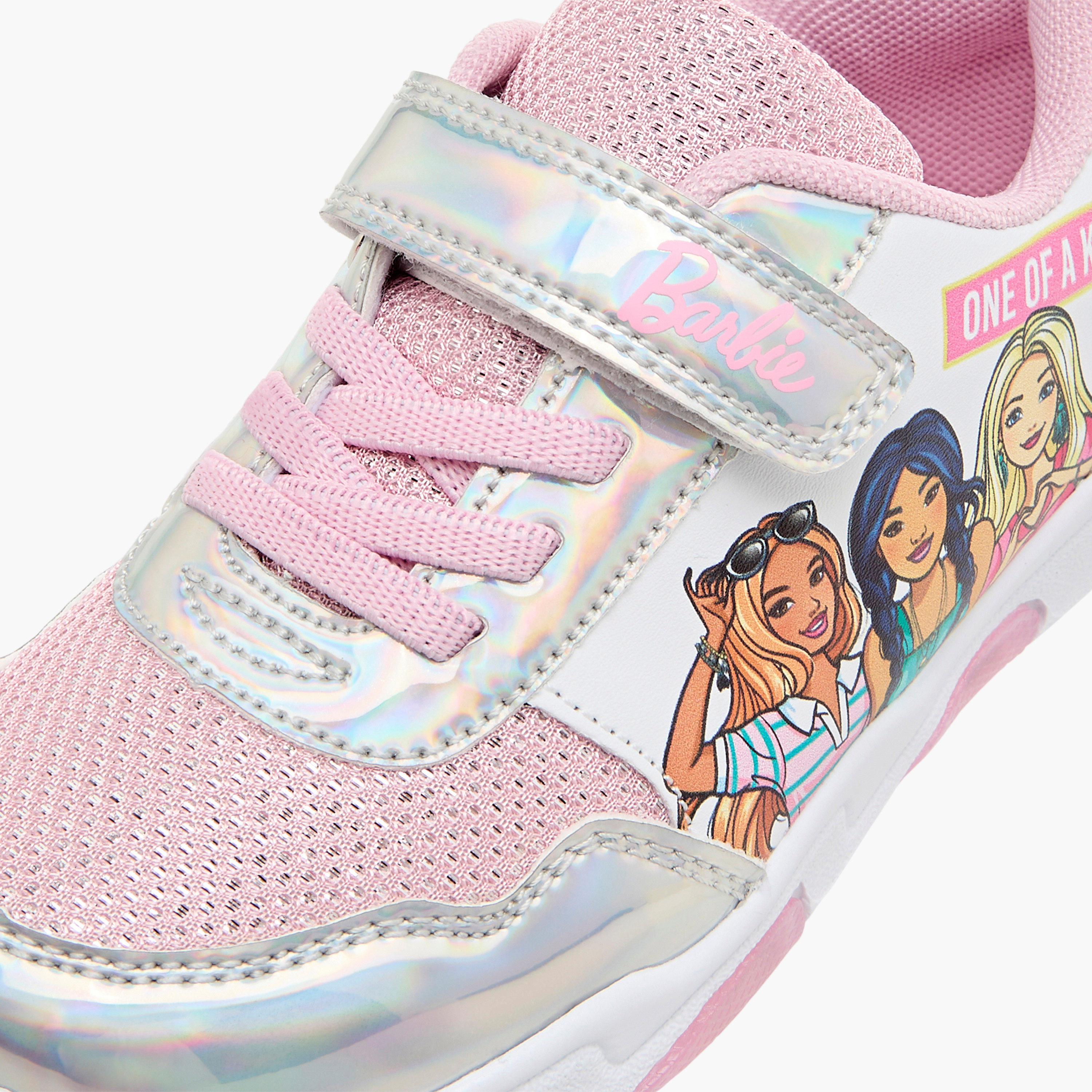 Barbie Printed Light-Up Sneakers with Hook and Loop Closure-girls-shoes-sneakers-image-5