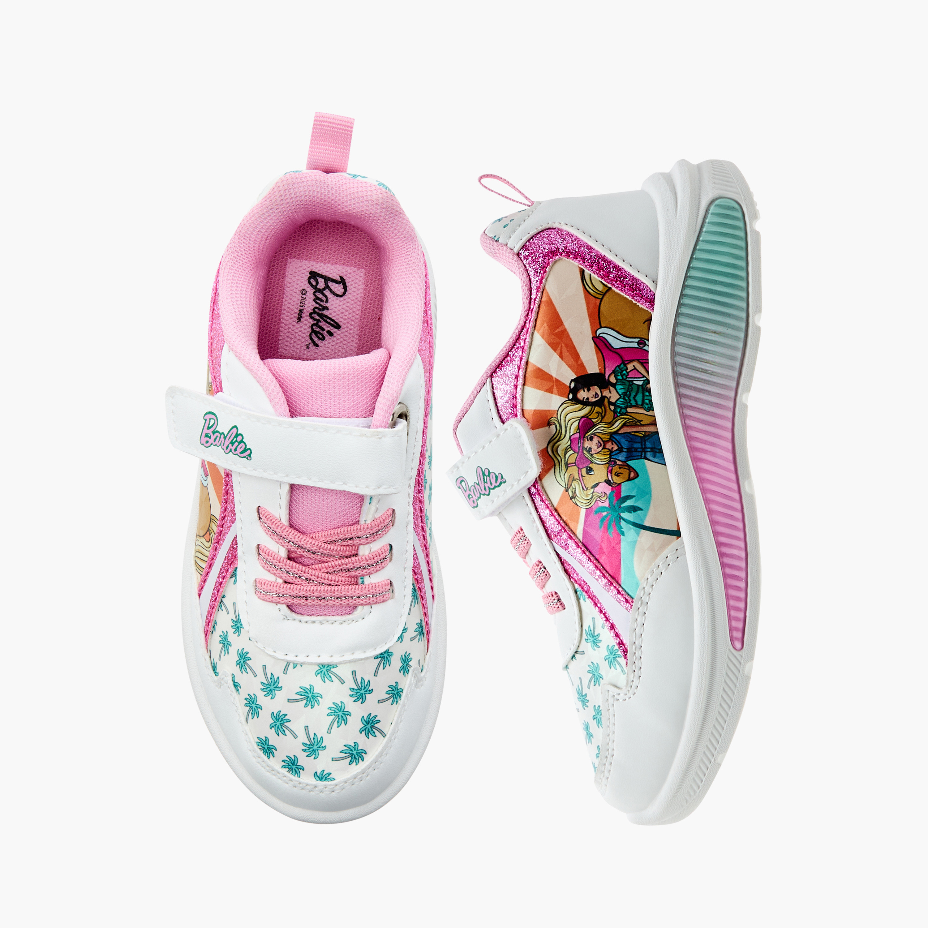 Barbie Print Light-Up Sneakers with Hook and Loop Closure-girls-shoes-sneakers-image-1