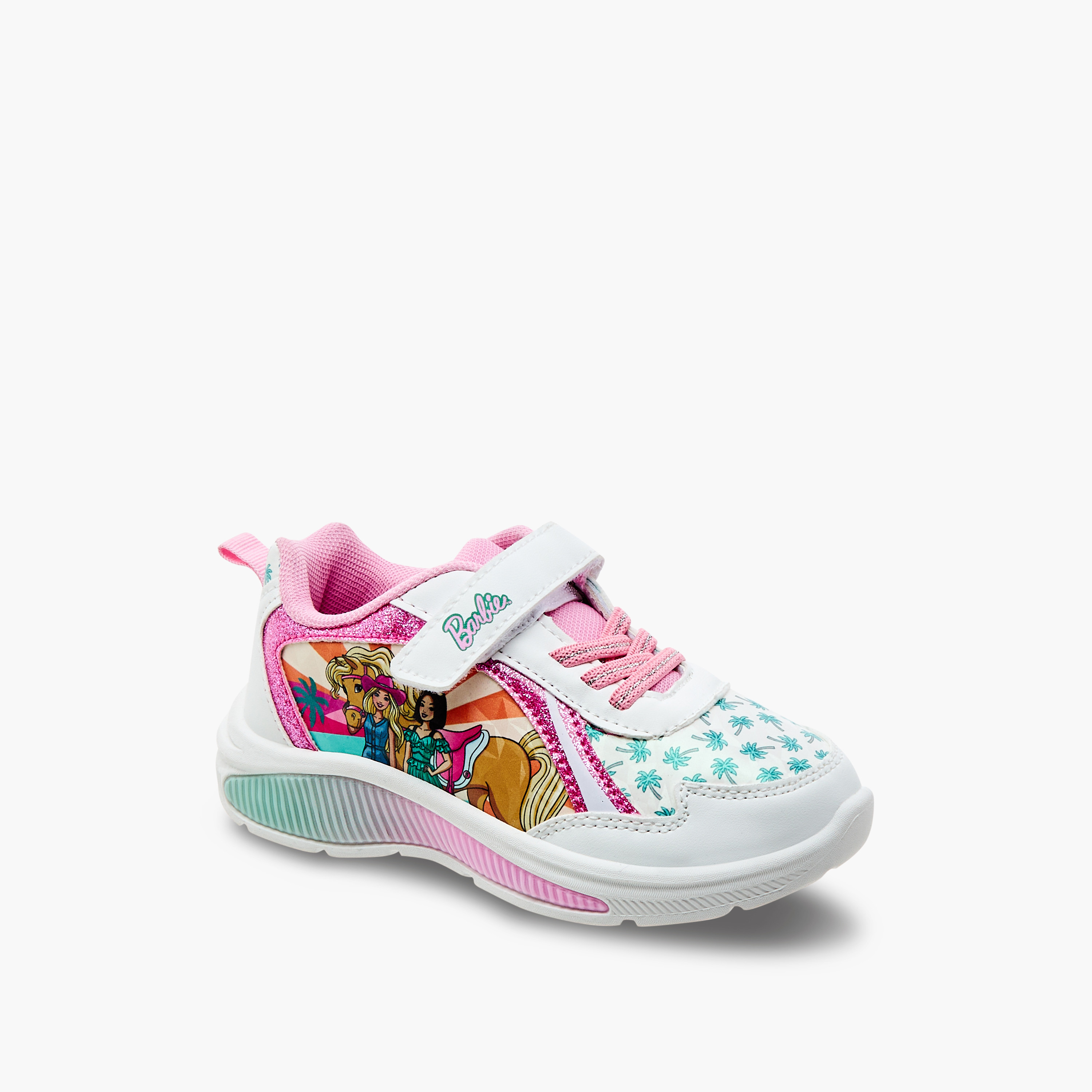 Barbie Print Light-Up Sneakers with Hook and Loop Closure-girls-shoes-sneakers-image-4