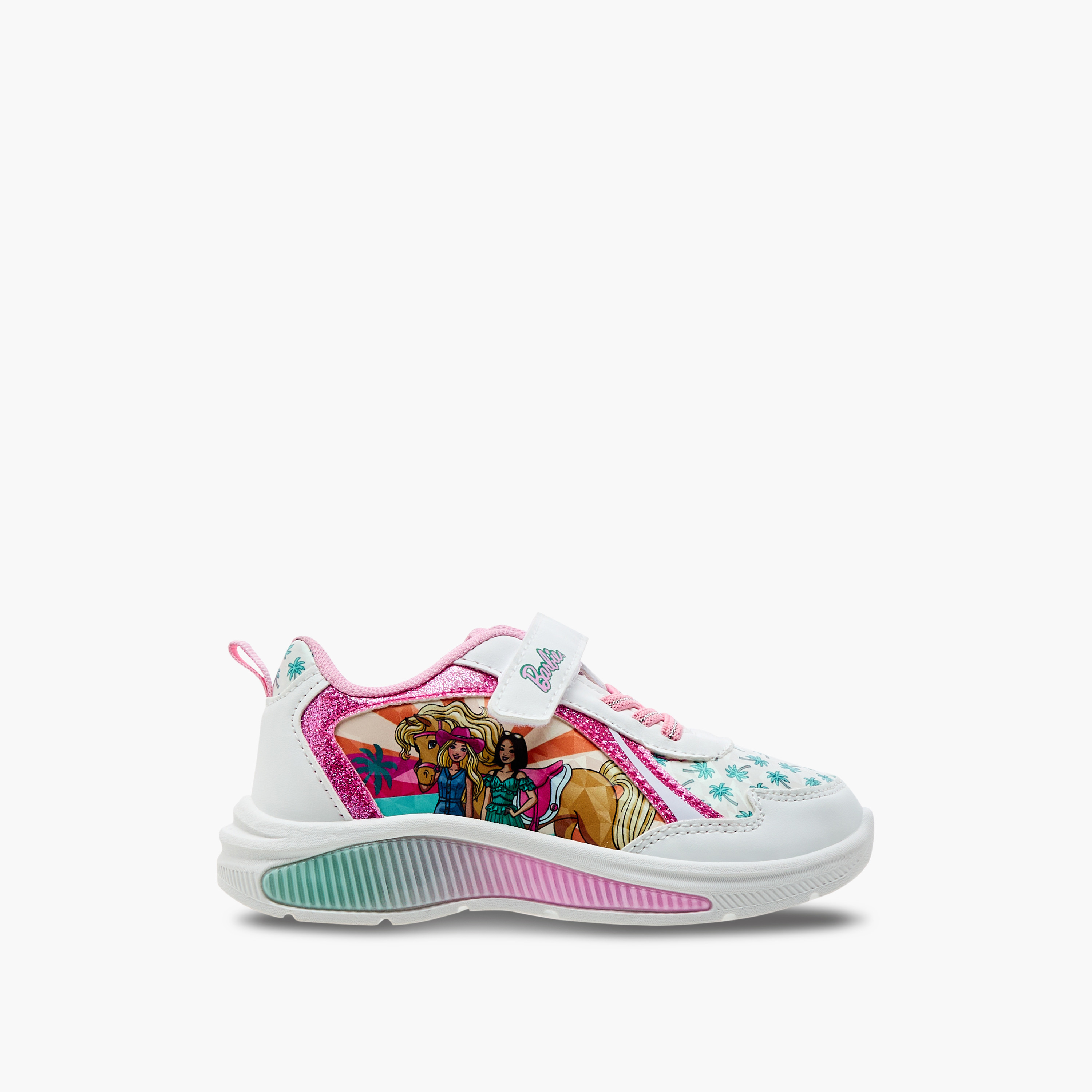 Barbie Print Light-Up Sneakers with Hook and Loop Closure-girls-shoes-sneakers-image-2