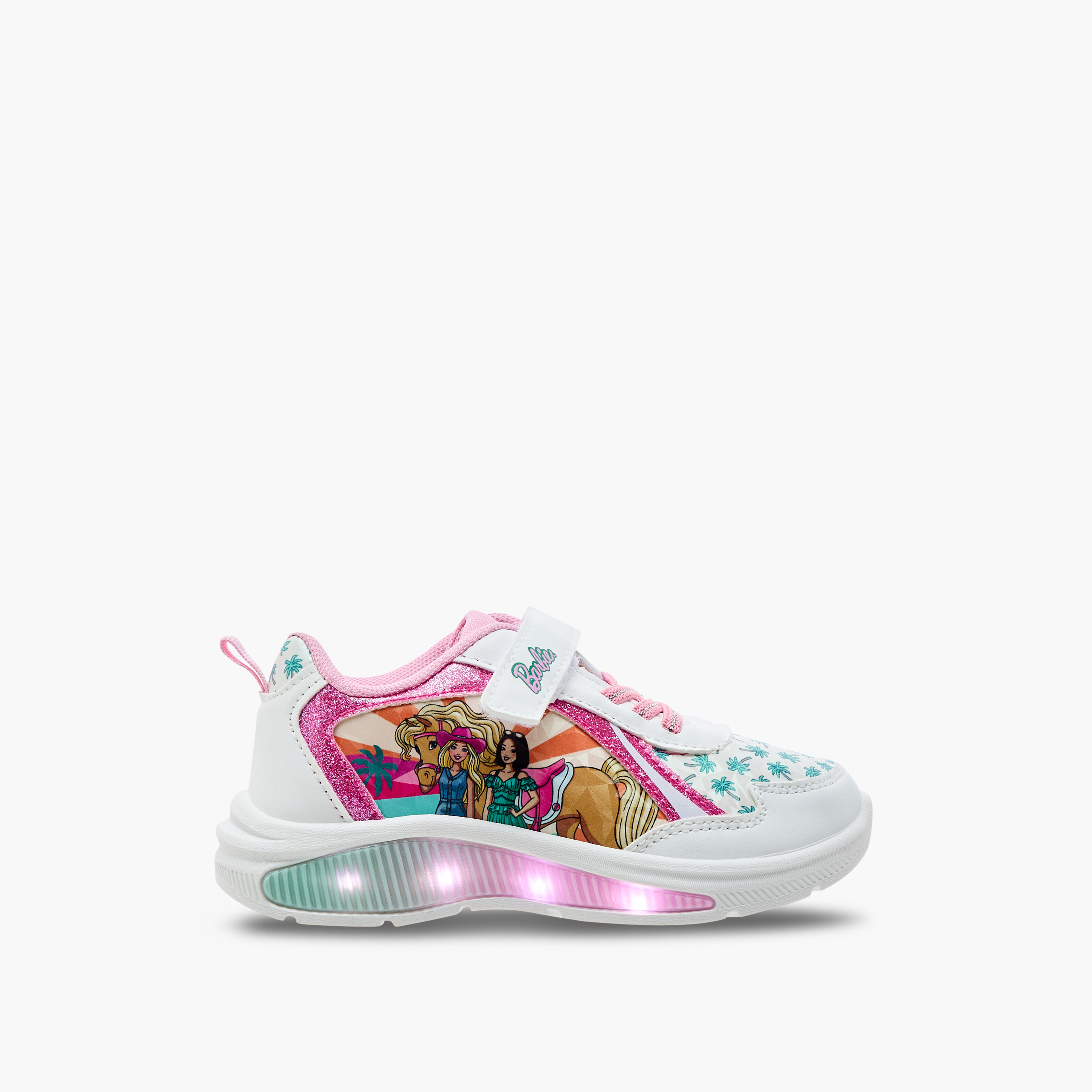 Barbie Print Light-Up Sneakers with Hook and Loop Closure-girls-shoes-sneakers-image-3