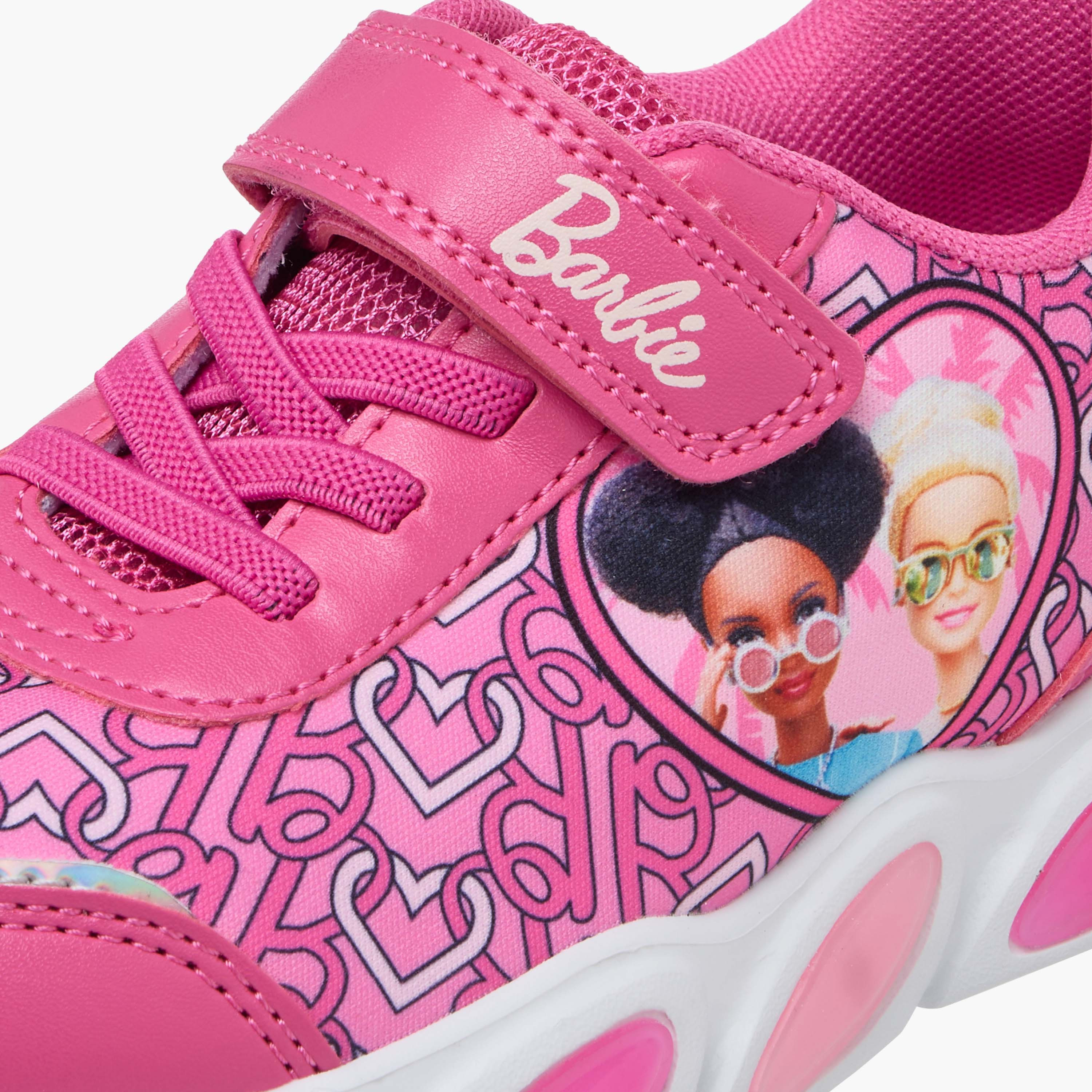 Barbie Printed Light-Up Sneakers with Hook and Loop Closure-girls-shoes-sneakers-image-4
