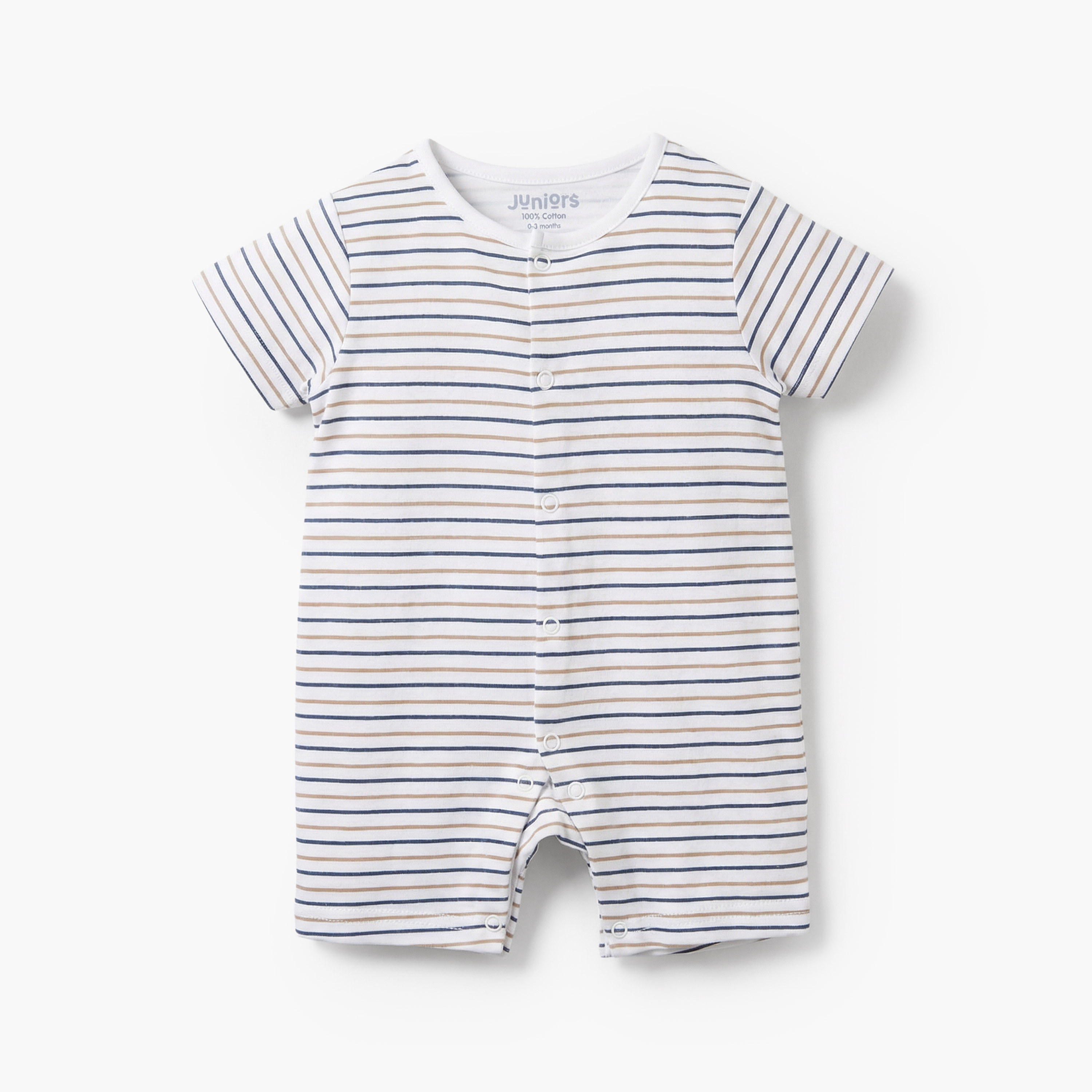 Pack of 3 Juniors Round Neck Short Sleeves Romper with Bear Print-baby-boys-clothing-rompers-image-2