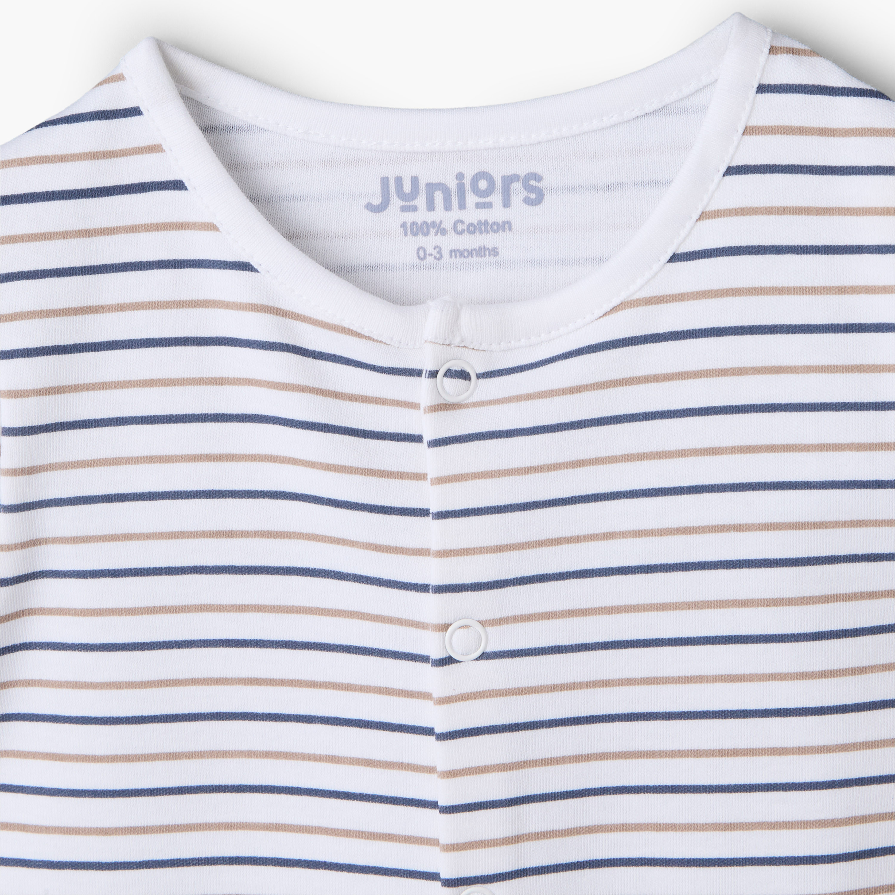 Pack of 3 Juniors Round Neck Short Sleeves Romper with Bear Print-baby-boys-clothing-rompers-image-5