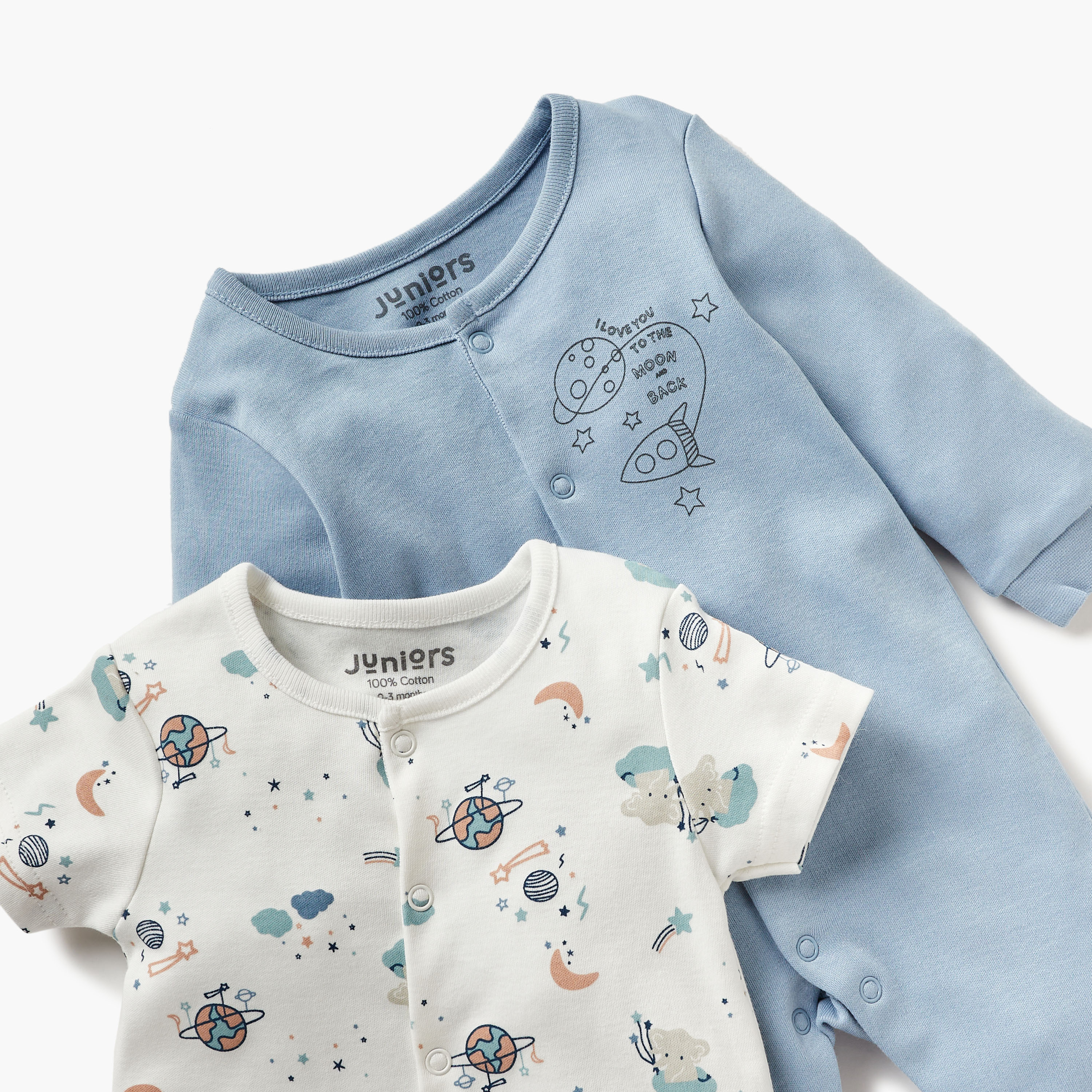 Juniors 2-Piece Space Print Sleepsuit and Romper with Round Neck Set-baby-boys-clothing-nightwear-sleepsuits-image-4