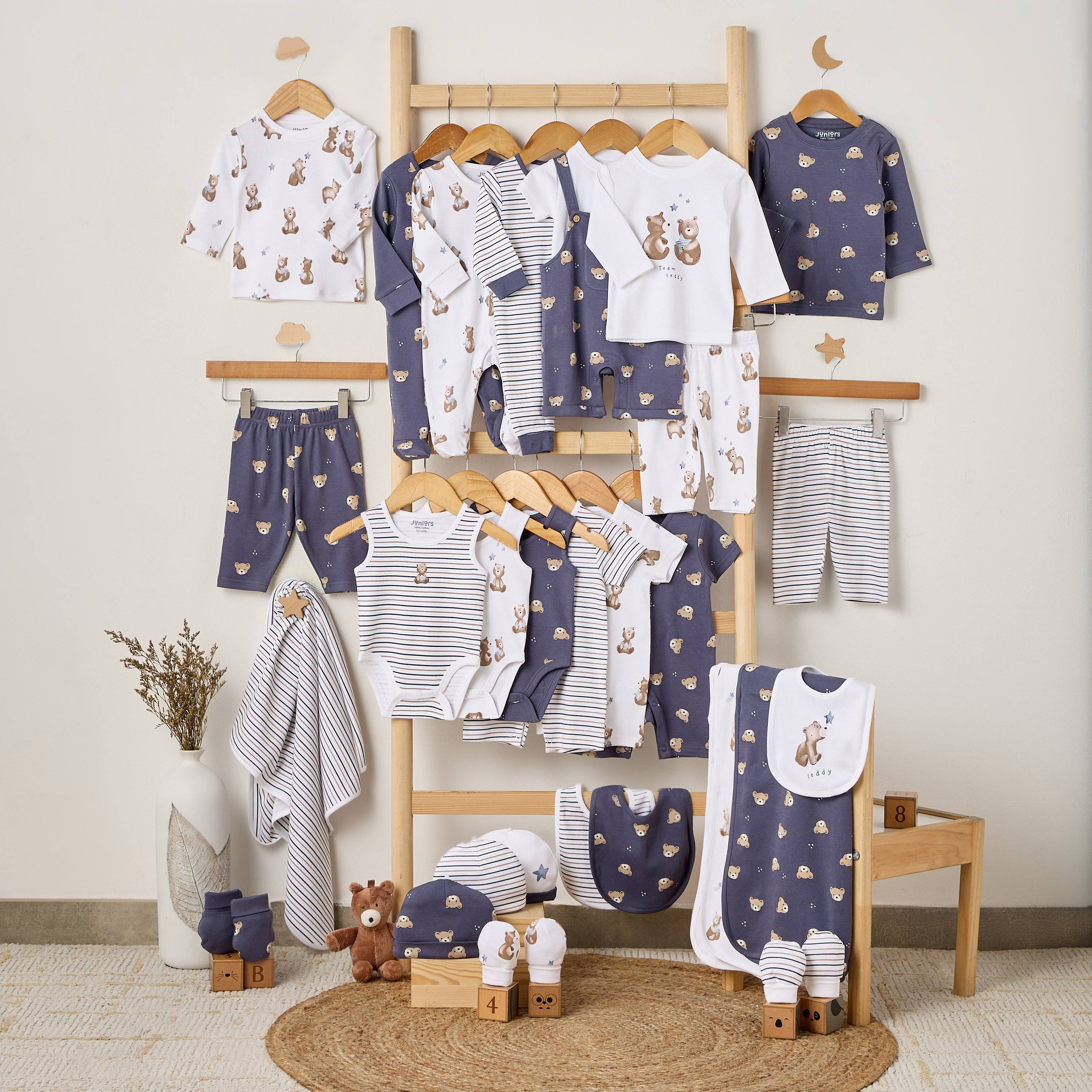 Pack of 3 Juniors Cotton Crew Neck Long Sleeves Pyjama Set with Bear Print-baby-boys-clothing-nightwear-pyjamasets-image-13