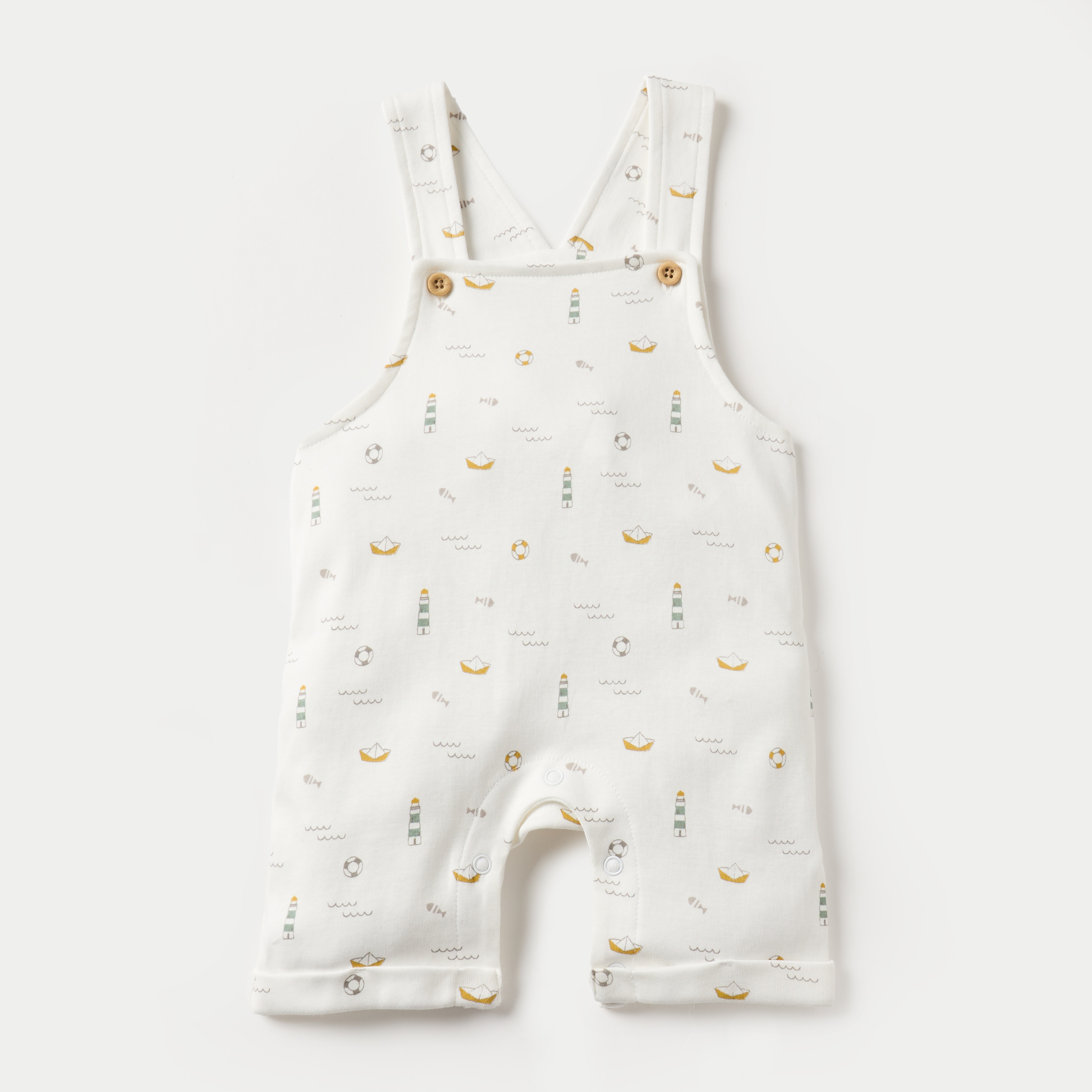 Juniors Solid Short Sleeves T-shirt and Printed Dungaree Set-baby-boys-clothing-rompers-image-3