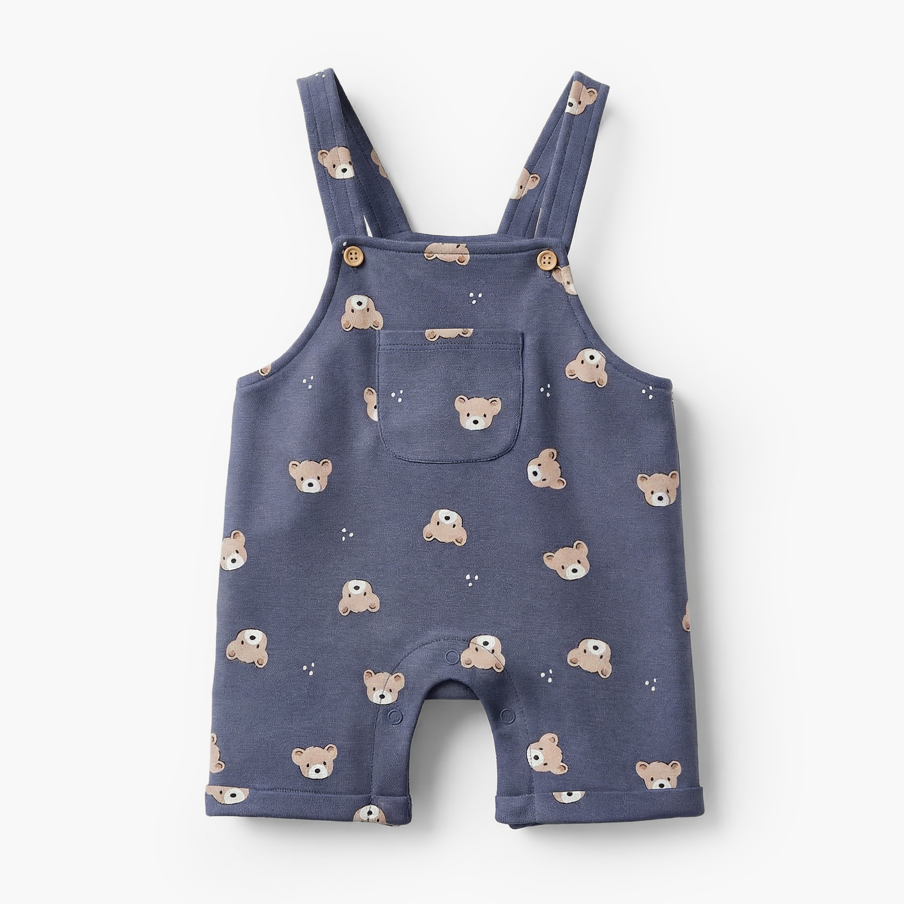 Juniors Round Neck Short Sleeves T-shirt and Dungaree Set with Bear Print-baby-boys-clothing-setsandcoords-image-3
