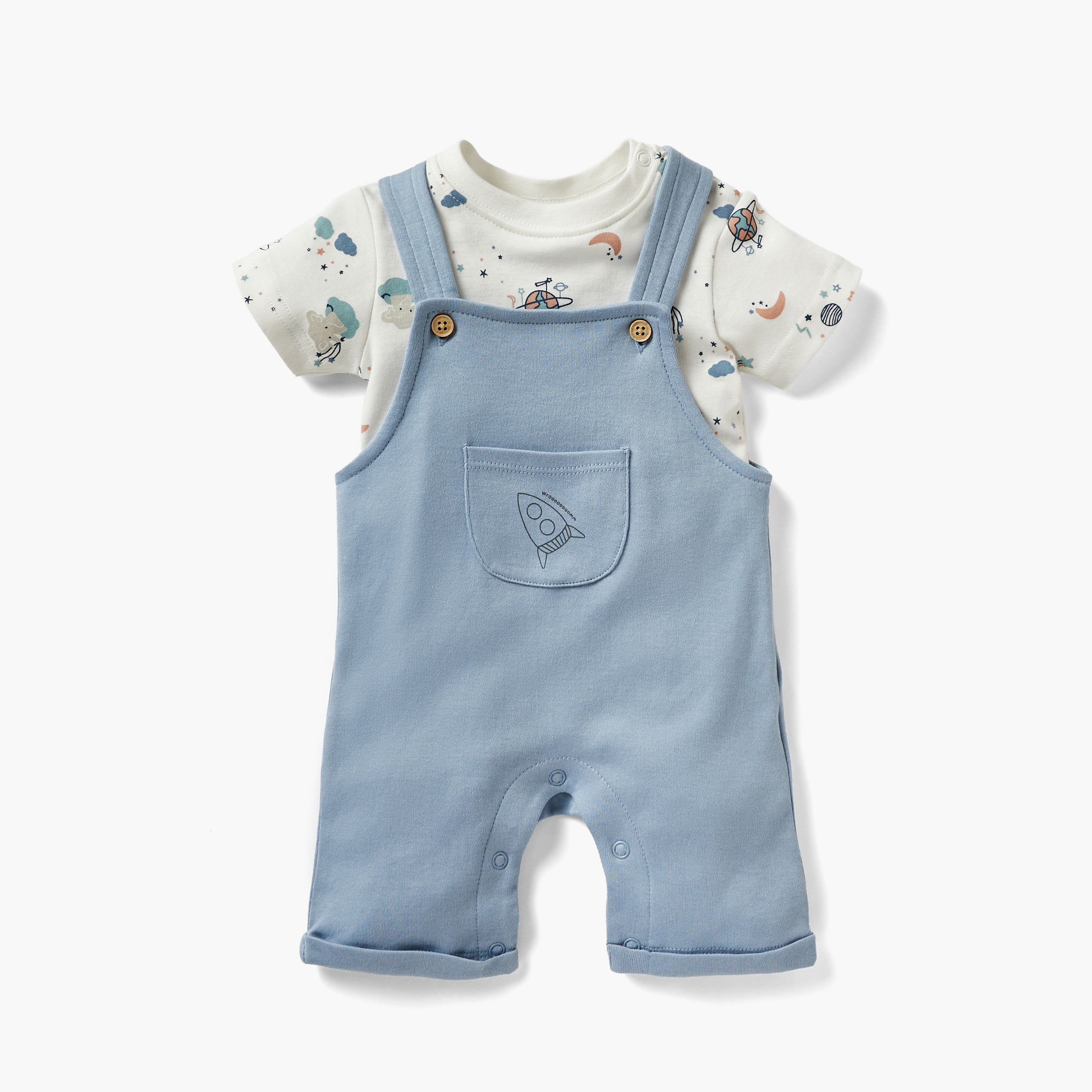 طقم تيشيرت ودنغري بطبعات فضاء من جونيورز-baby-boys-clothing-rompers-image-6