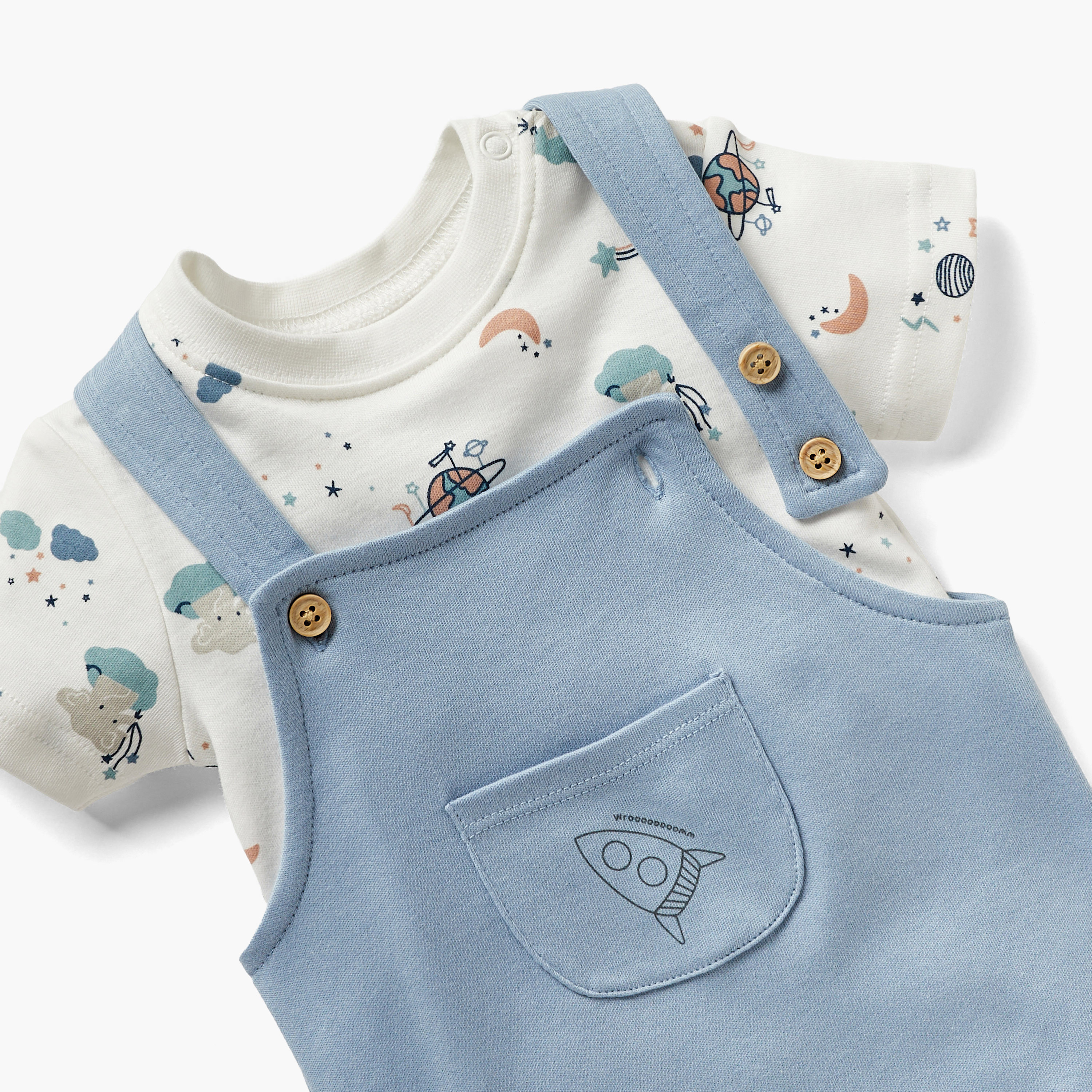 طقم تيشيرت ودنغري بطبعات فضاء من جونيورز-baby-boys-clothing-rompers-image-3
