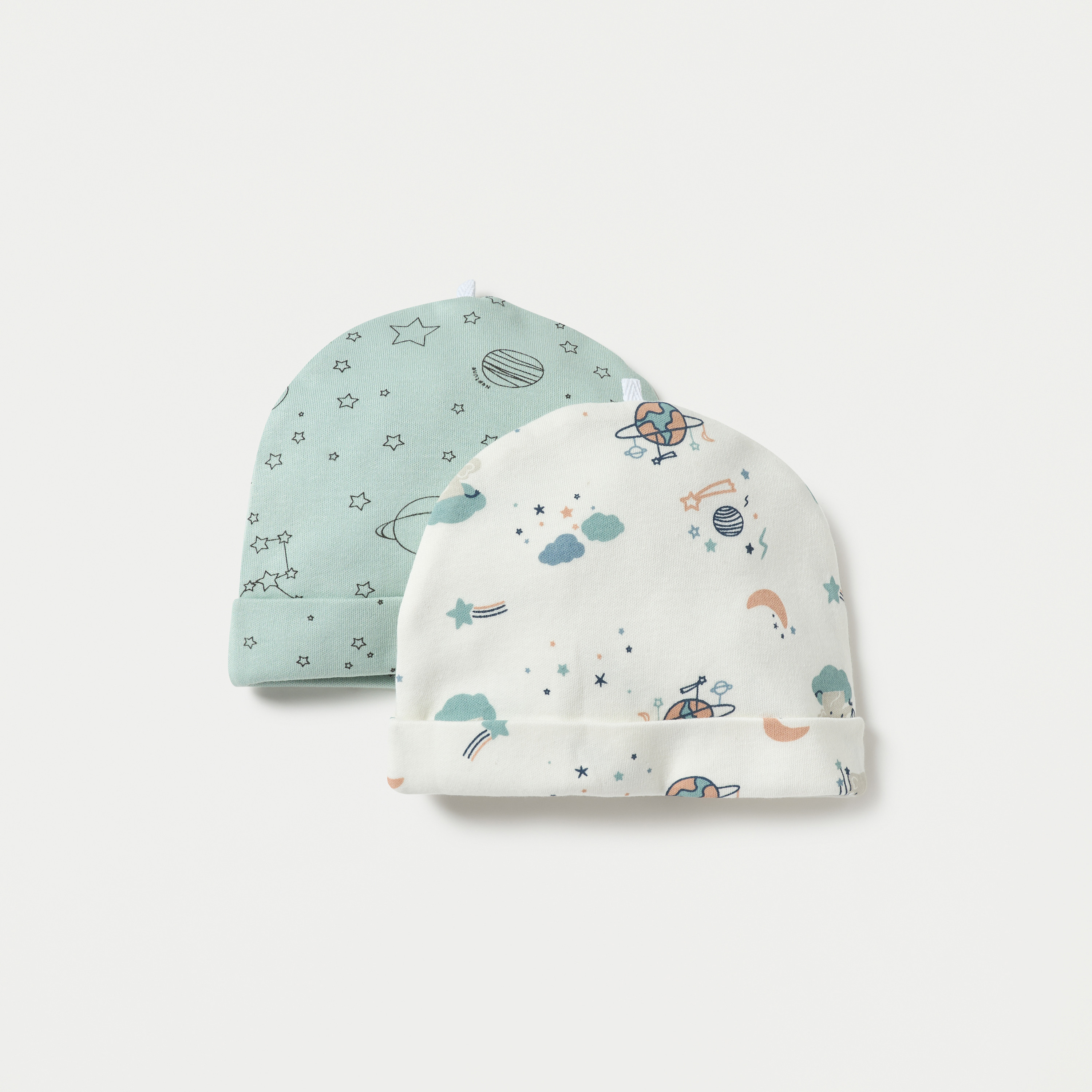 Juniors Space Print Beanie Cap - Set of 2-baby-girls-accessories-caps-image-1