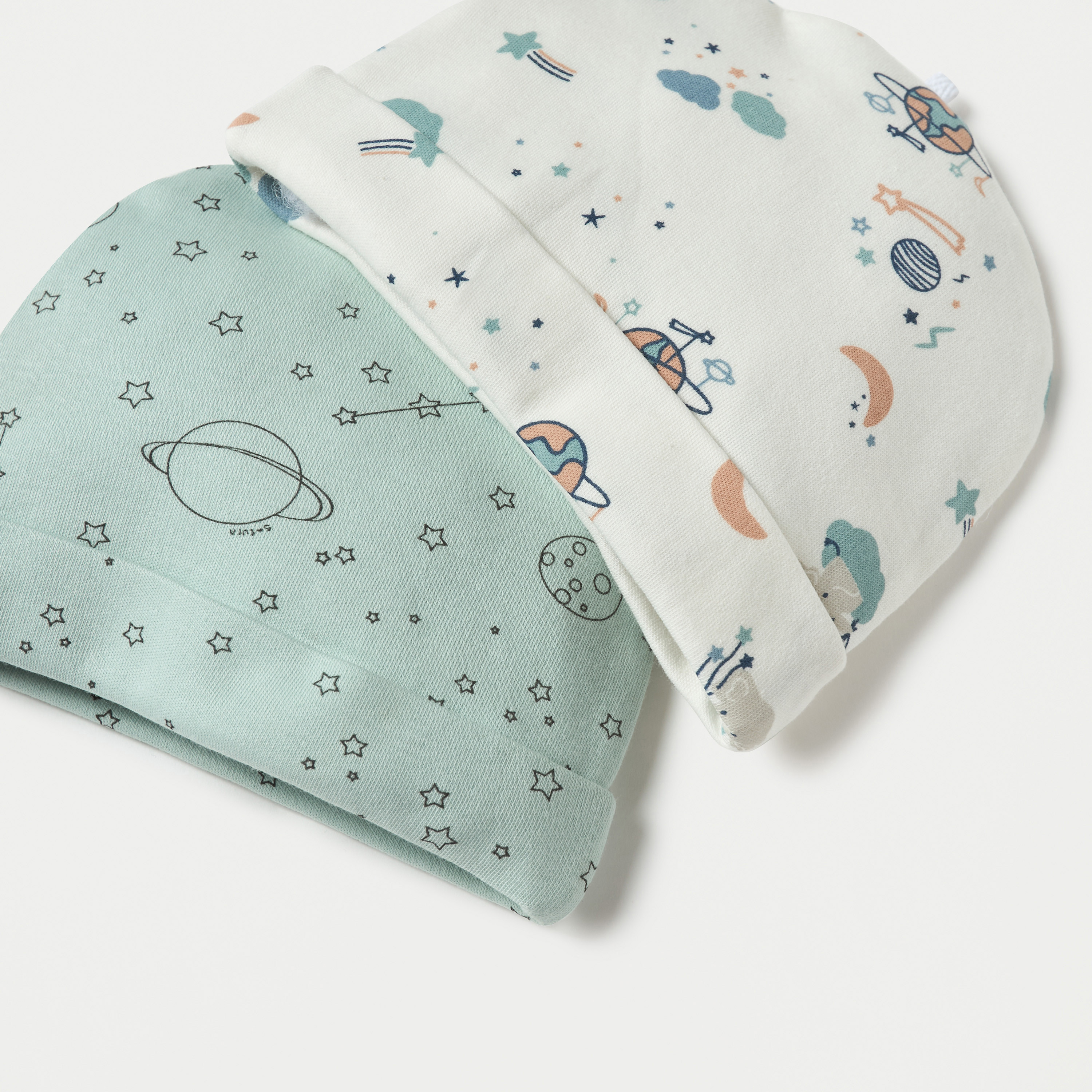 Juniors Space Print Beanie Cap - Set of 2-baby-girls-accessories-caps-image-4