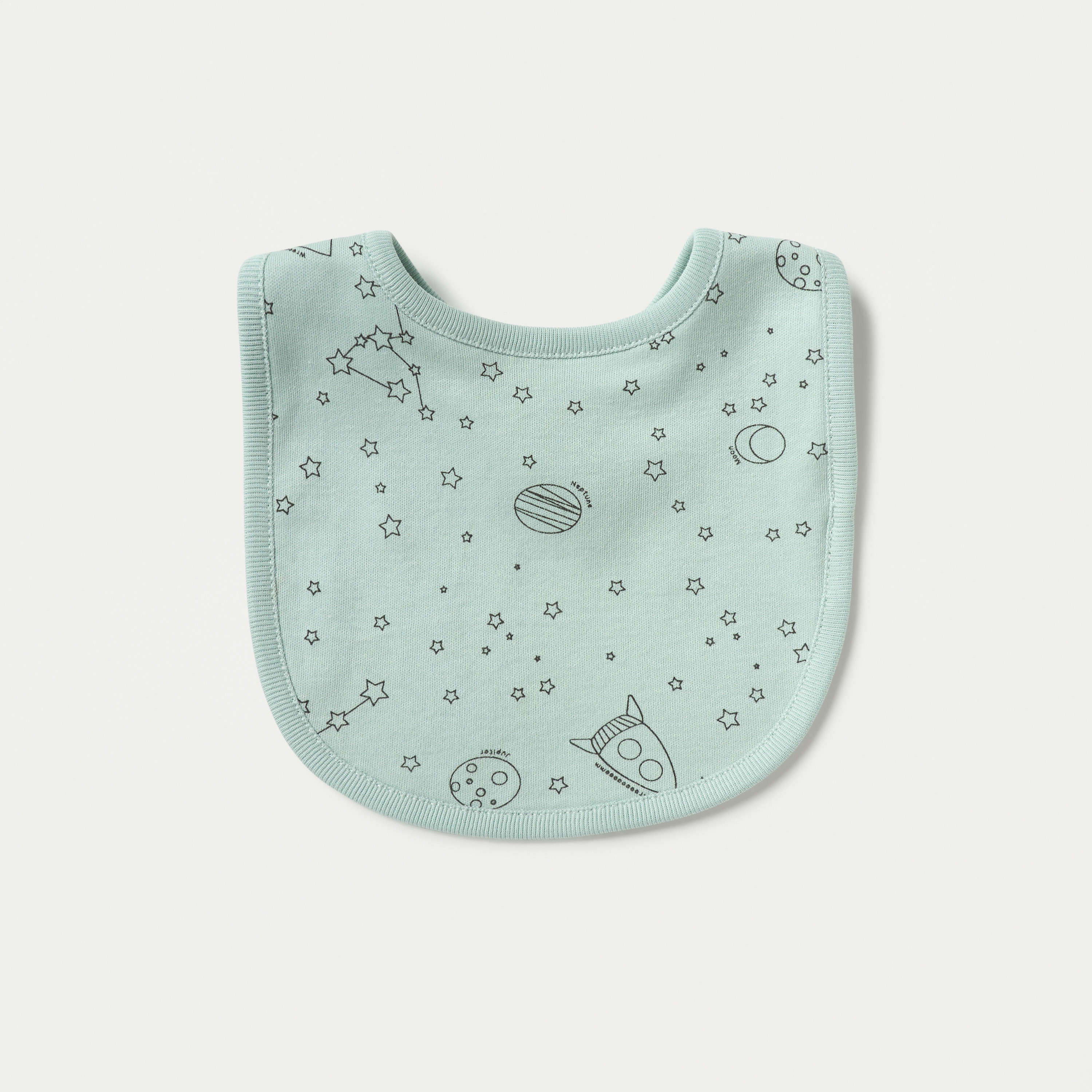 Juniors Space Print Bib with Snap Button Closure - Set of 2-baby-feeding-bibs-image-2