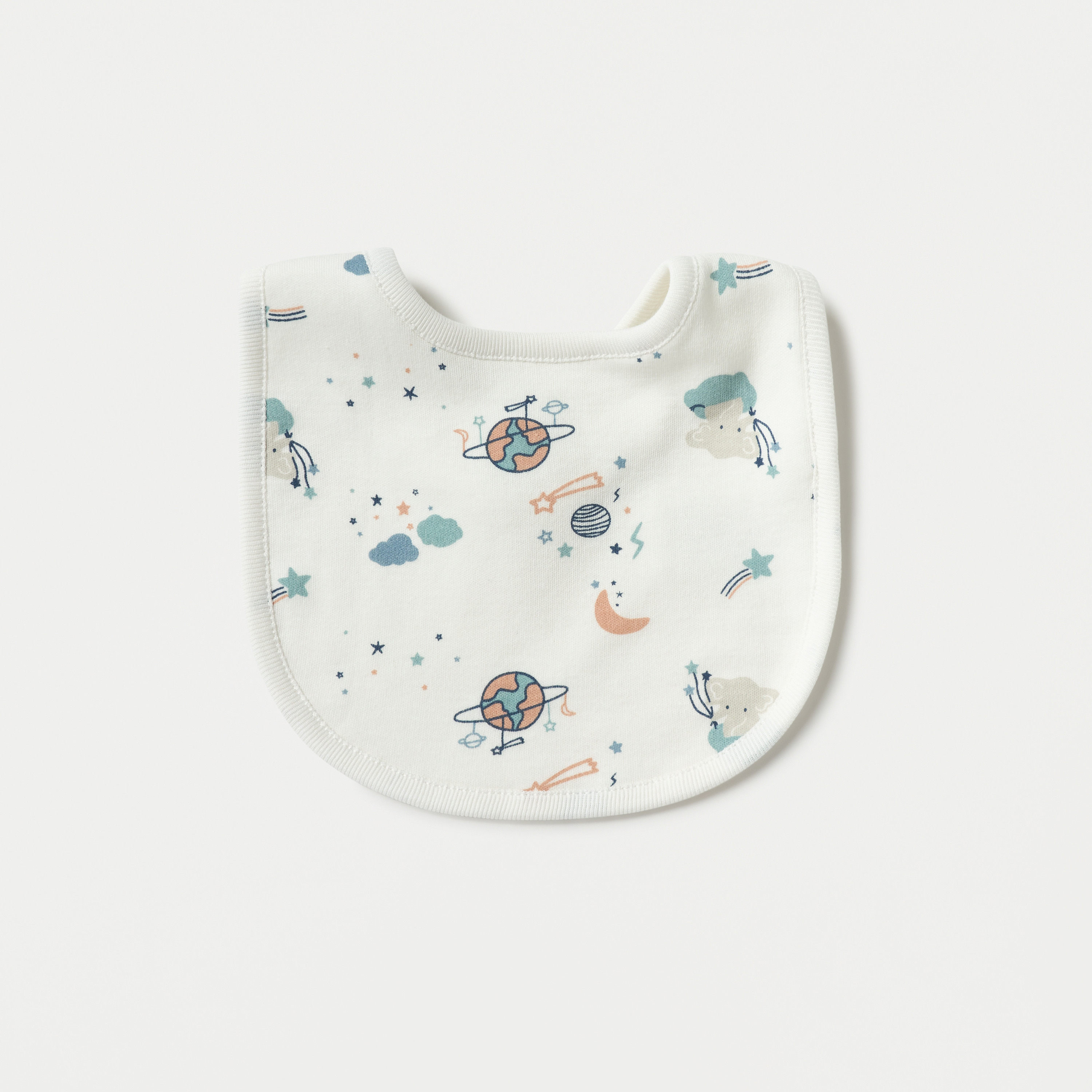 Juniors Space Print Bib with Snap Button Closure - Set of 2-baby-feeding-bibs-image-3