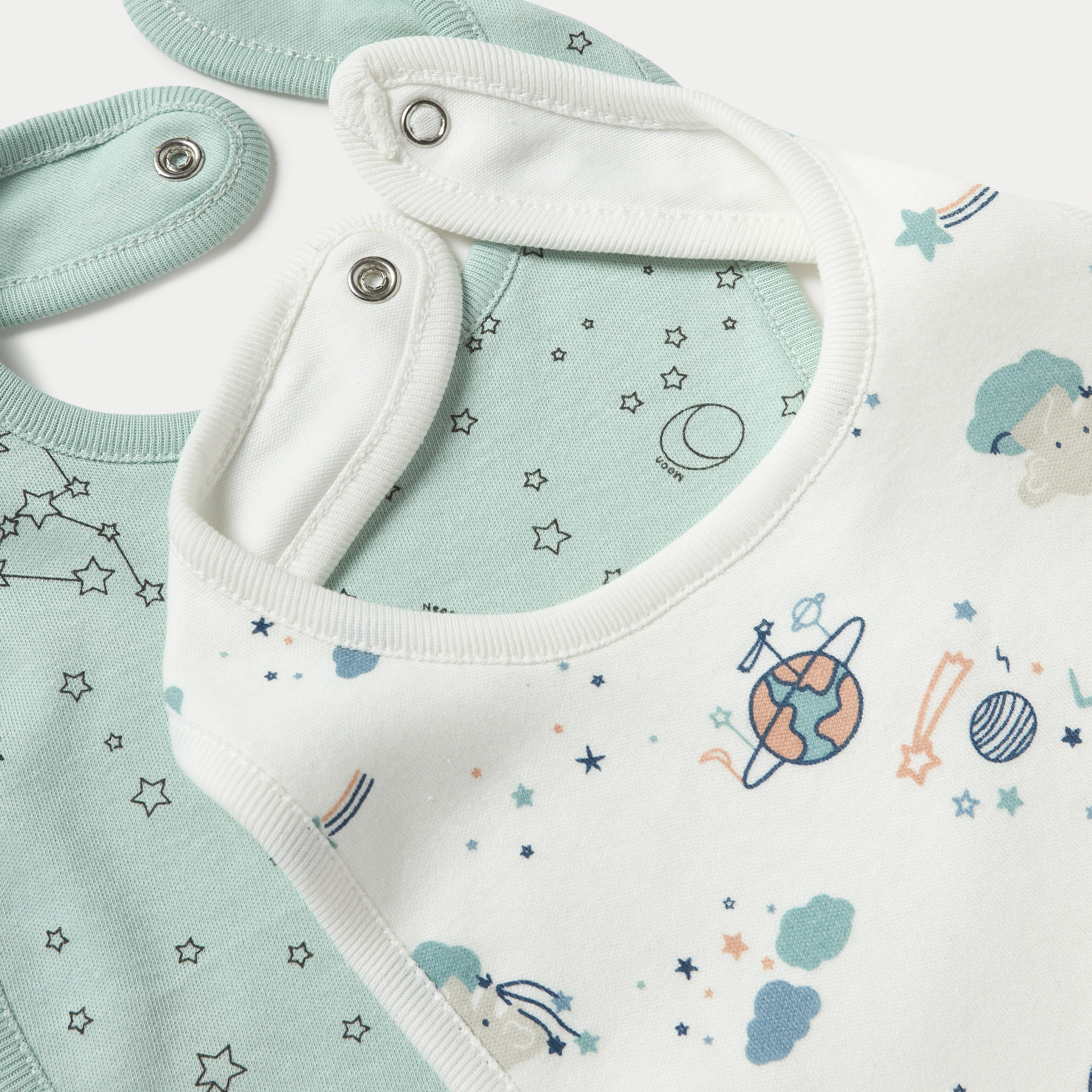 Juniors Space Print Bib with Snap Button Closure - Set of 2-baby-feeding-bibs-image-5