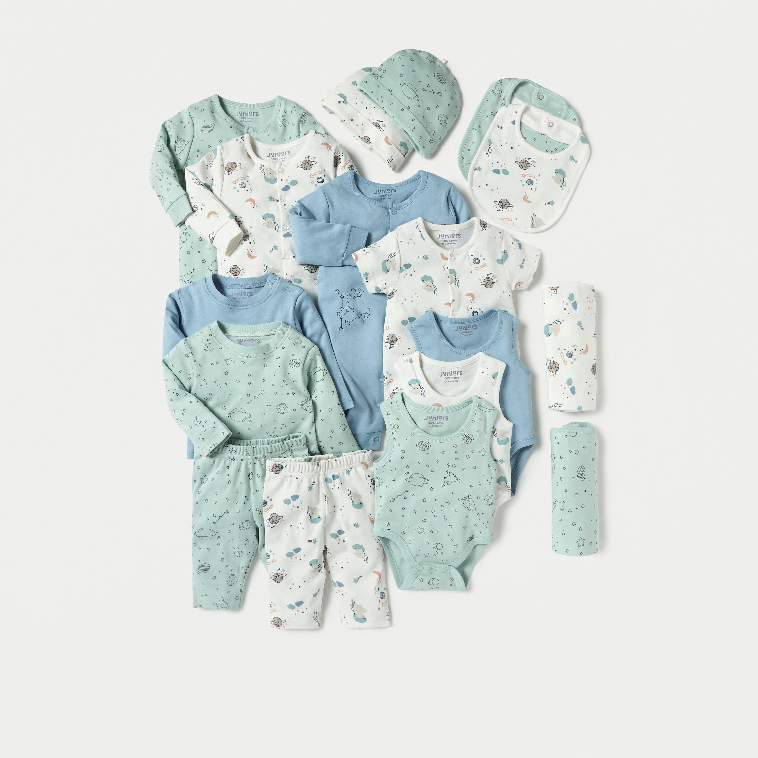Juniors Space Print Bib with Snap Button Closure - Set of 2-baby-feeding-bibs-image-6