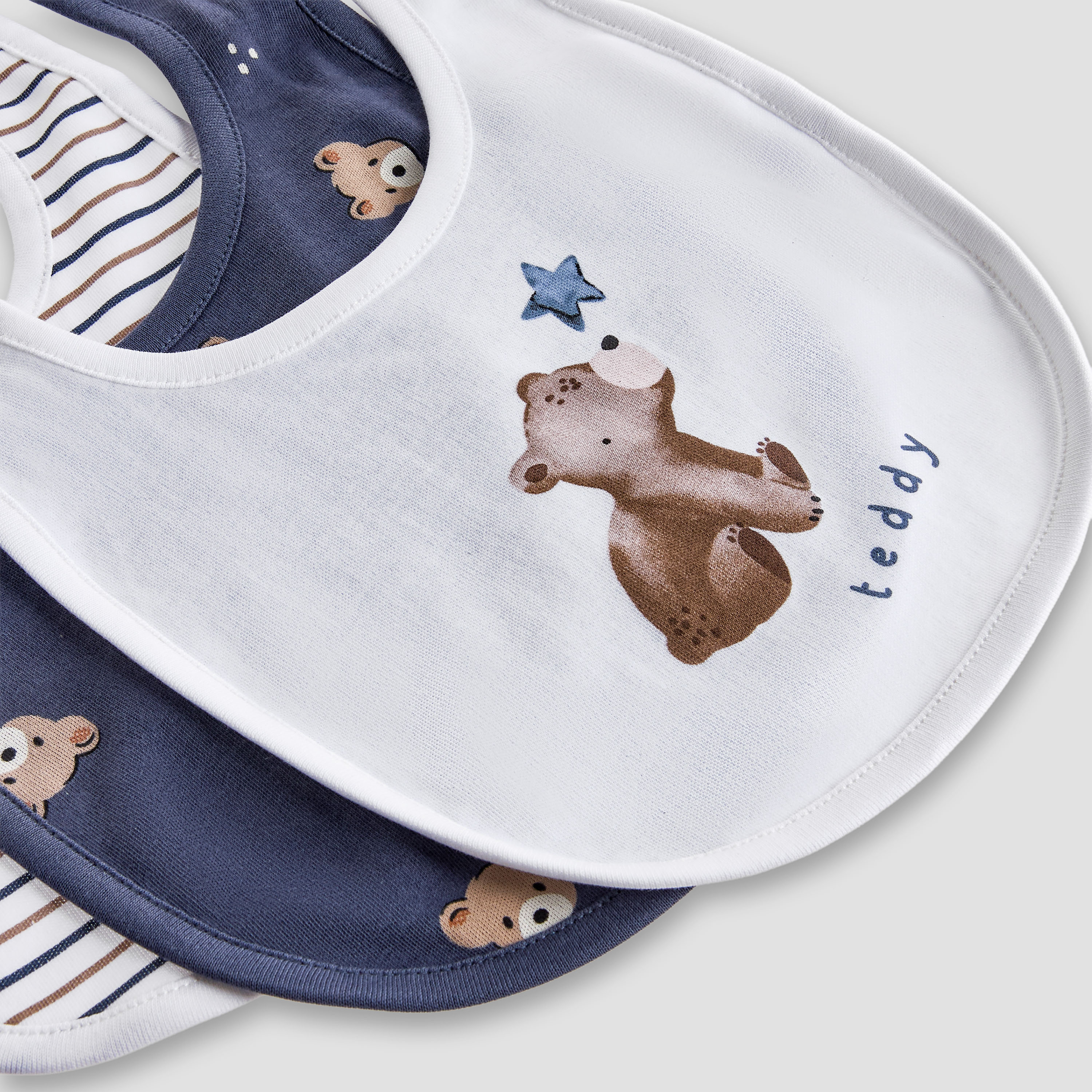 Pack of 3 Juniors Baby Bib with Snap Button Closure-baby-feeding-bibs-image-6