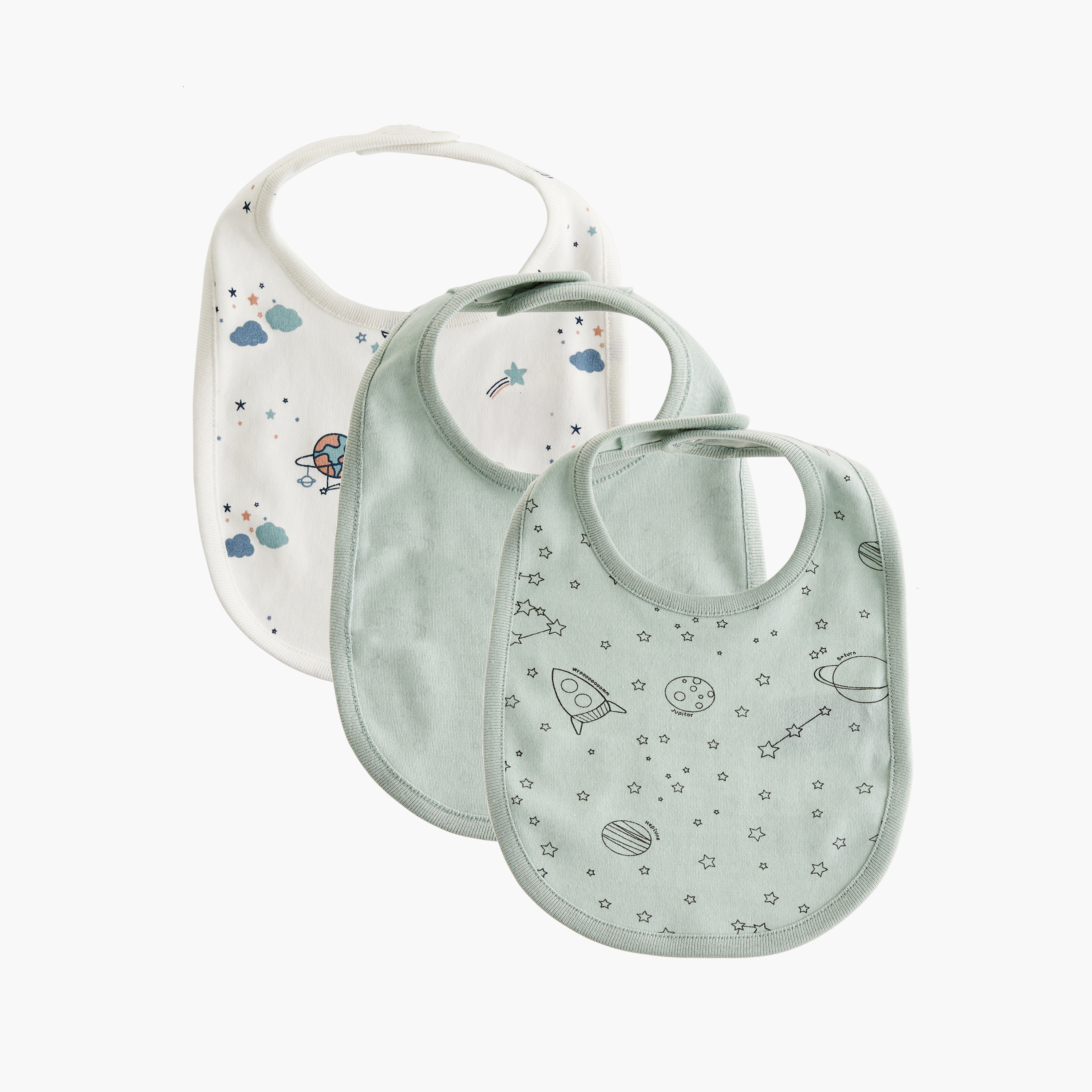 مريلة أطفال بزر إغلاق وطبعات من جونيورز - طقم من 2-baby-feeding-bibs-image-1