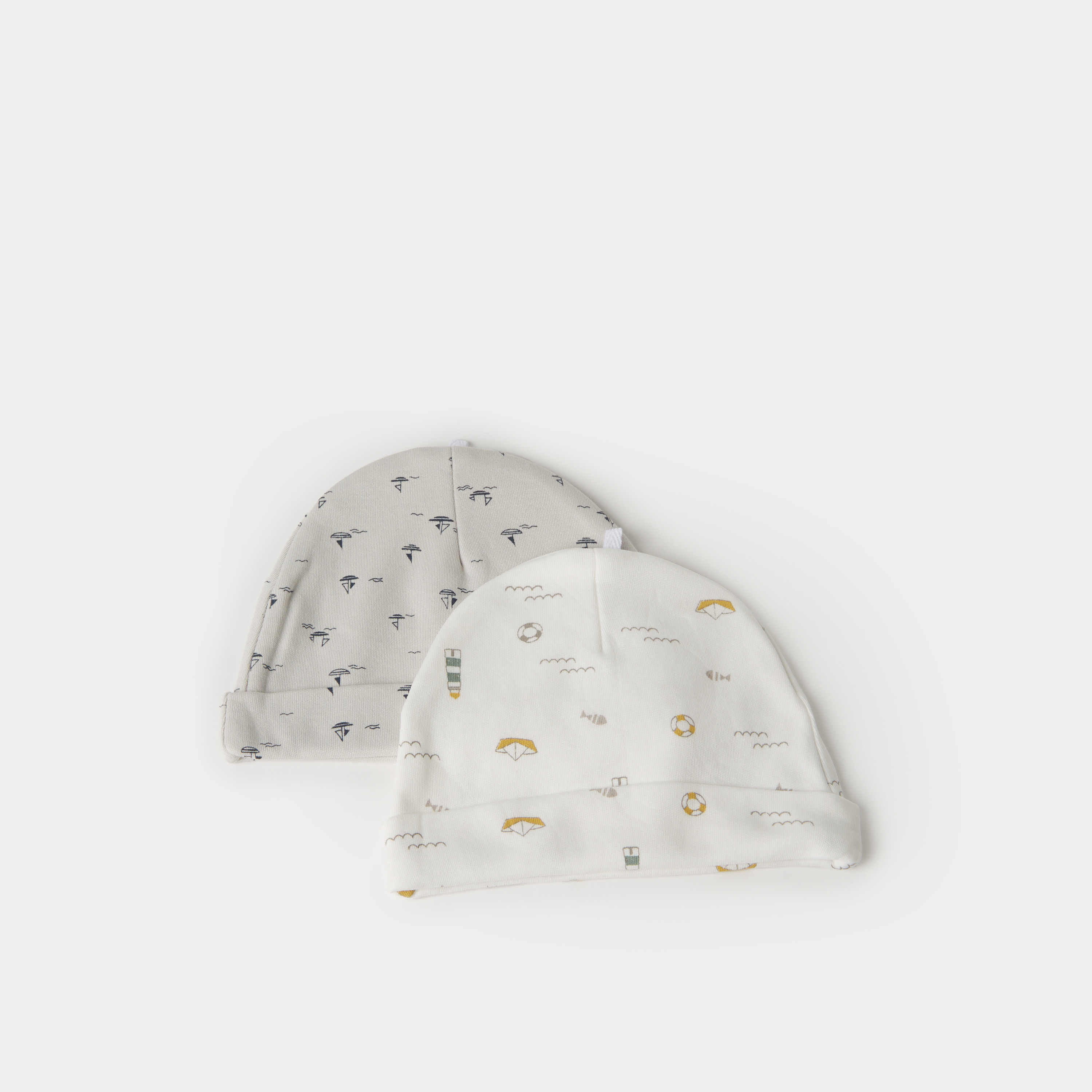 Juniors Printed Beanie Cap - Set of 2-baby-boys-accessories-caps-image-1